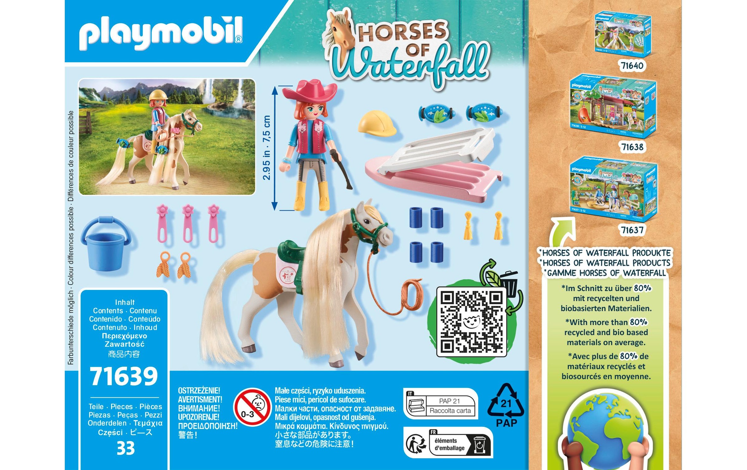 Playmobil® Spielbausteine »Horses of Waterfall Ellie & Pferd mit Kreppeisen 71639«, (33 St.)