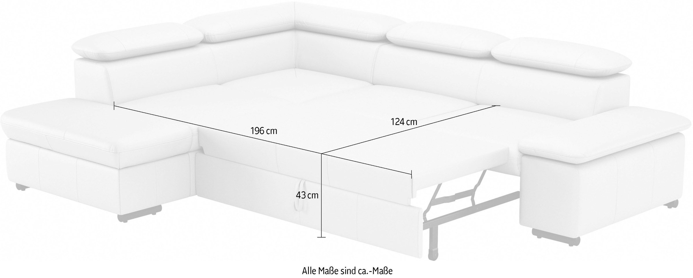 sit&more Ecksofa »Alcudia L-Form«, mit Armteilverstellung, optional Kopfteilverstellung und Bettfunktion