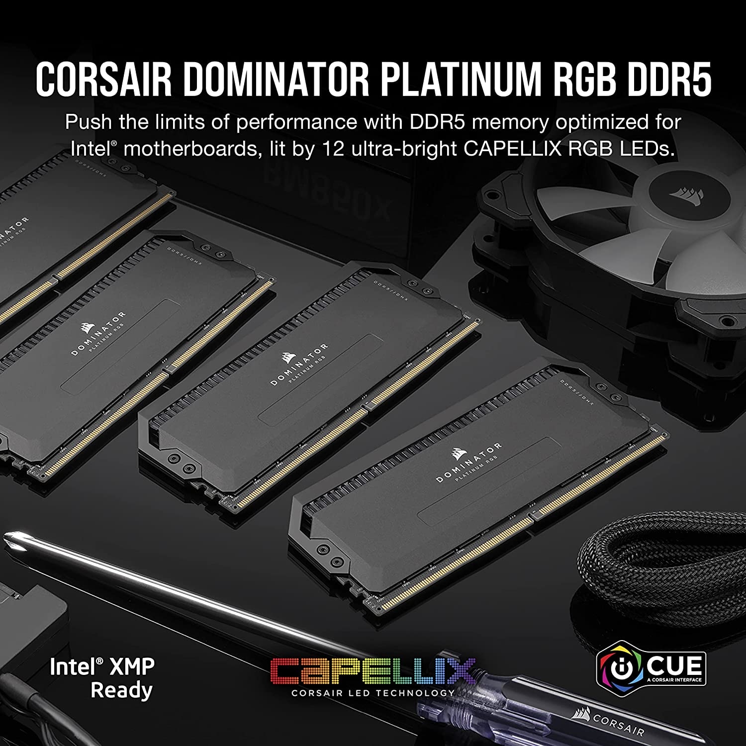Corsair Arbeitsspeicher »DOMINATOR PLATINUM RGB DDR5 5600 64GB (2x32GB)«, RGB Beleuchtung ICUE, Intel optimiert