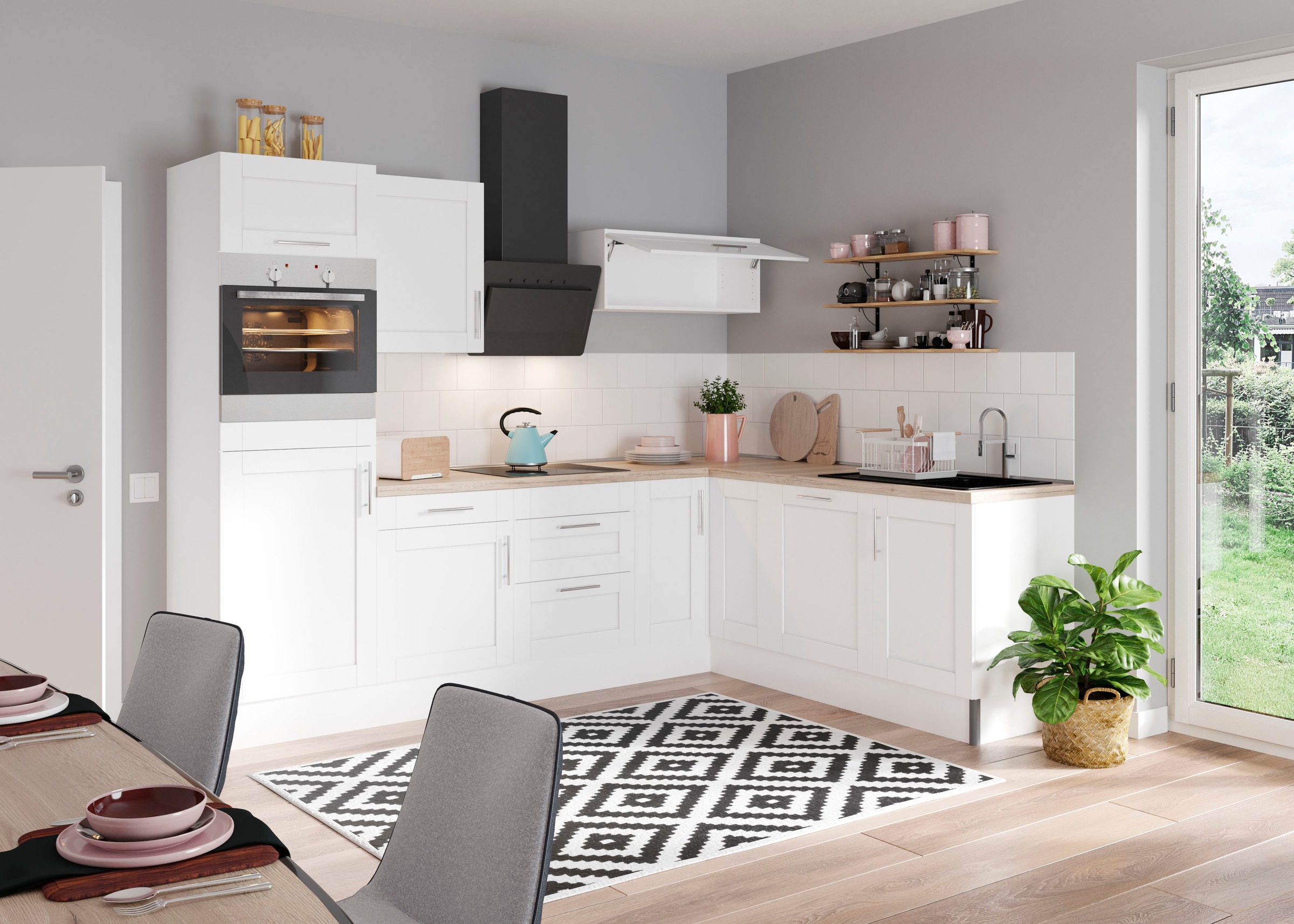 OPTIFIT Küche "Ahus" 200 x 270 cm breit, wahlweise mit E-Geräten, Soft Close Funktion