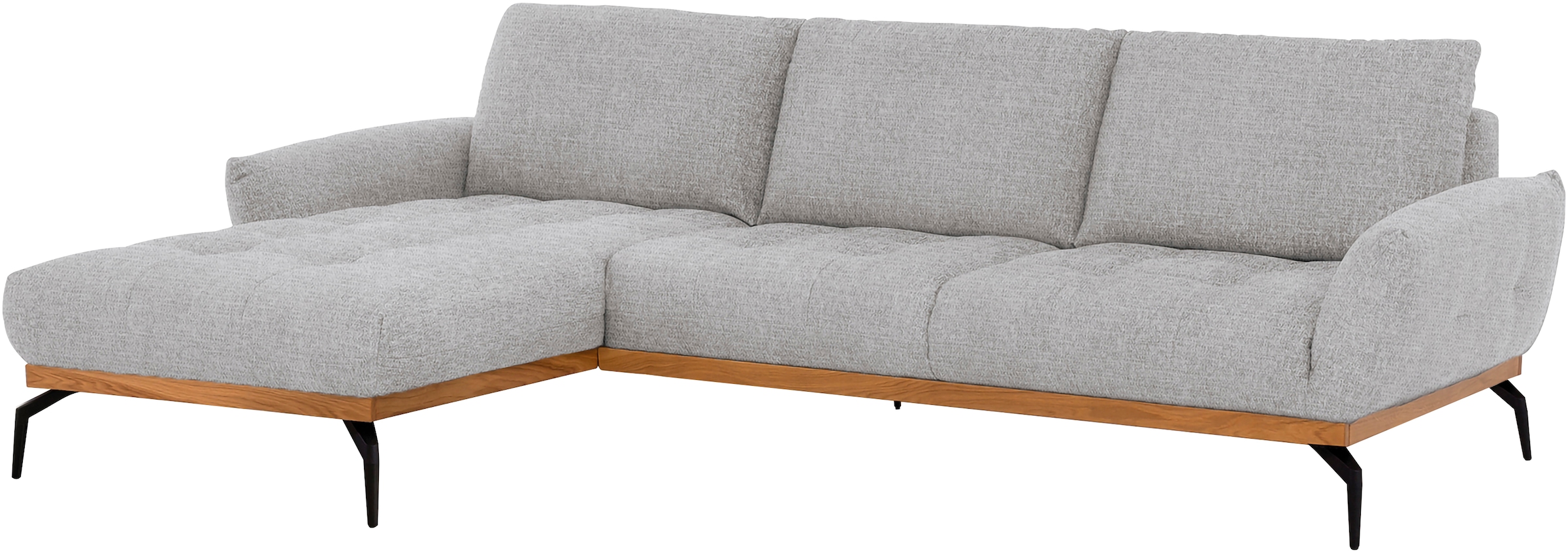 exxpo - sofa fashion Ecksofa »NICEA, erstklassiger Komfort, tolle Details, Holzsockel in eiche geölt«, In hochwertiger Verarbeitung und ergonomische Sitzposition
