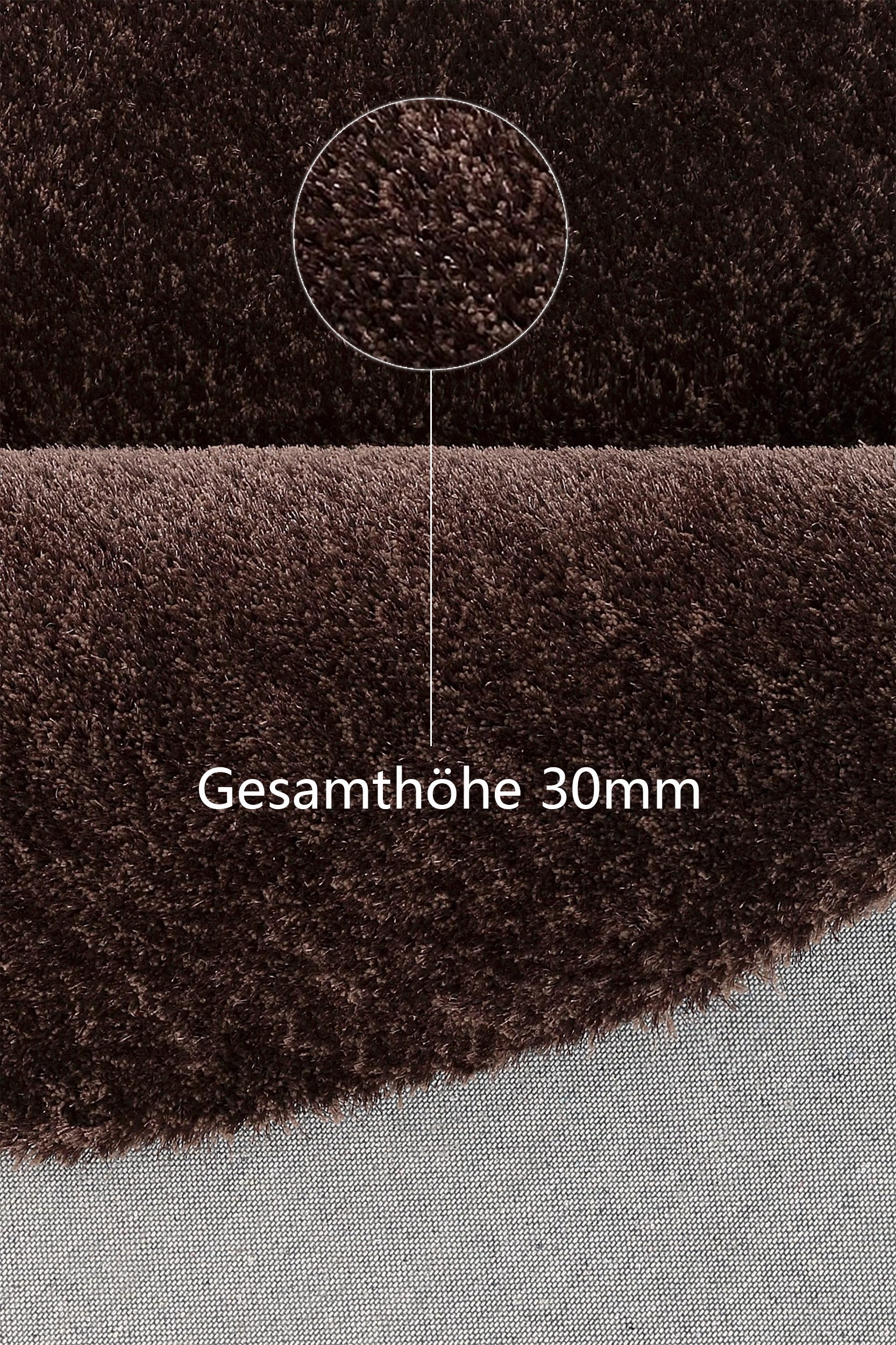 Bruno Banani Hochflor-Teppich »Dana Teppich, Kundenliebling«, rund, 30 mm Höhe, unifarben, Mikrofaser Teppiche, Wohnzimmer, Schlafzimmer, Esszimmer
