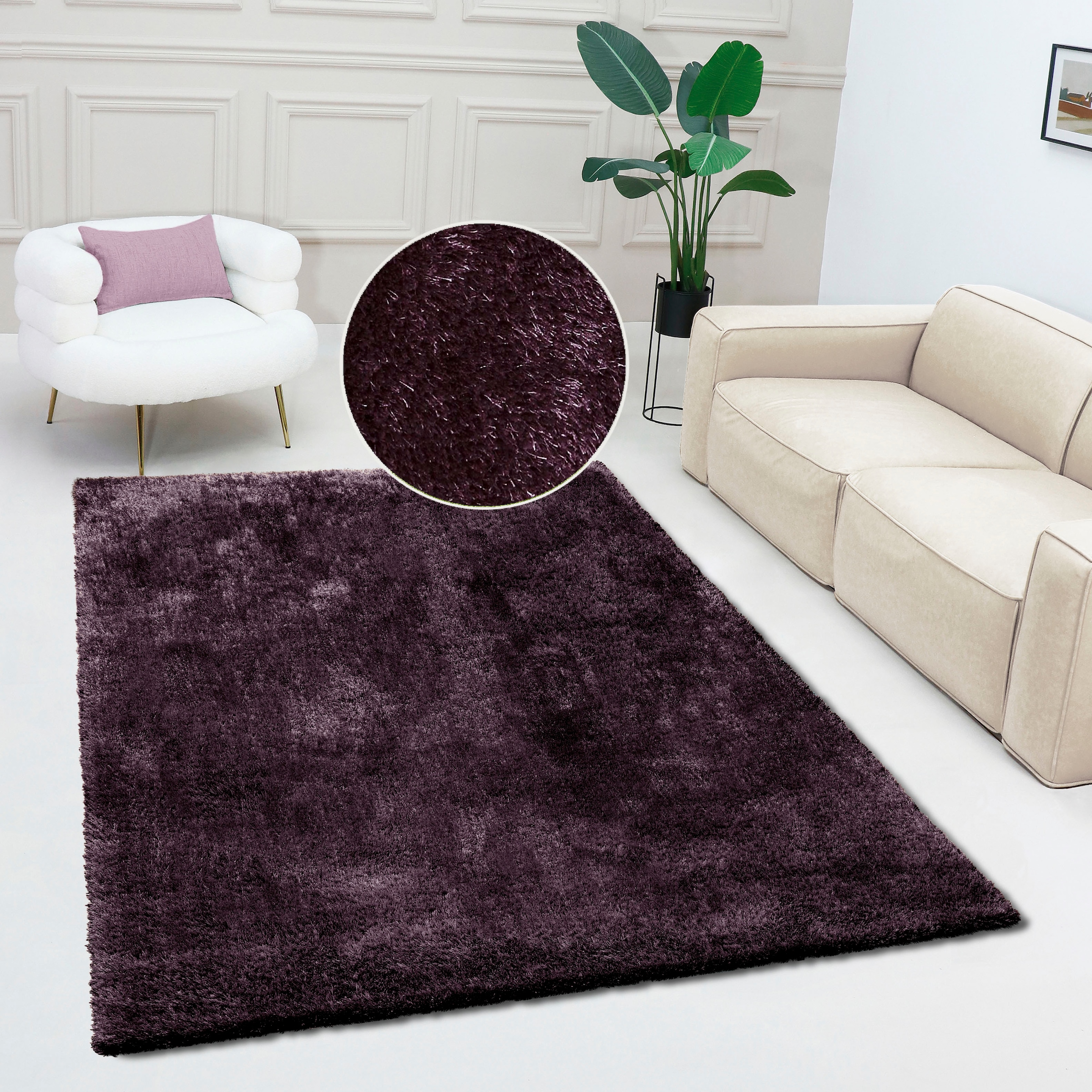 Ayyildiz Teppiche Hochflor-Teppich »FLUFFY 3500«, rechteckig, Langflor,  Shaggy, uni, robust, auch in rund erhältlich, Wohnzimmer maintenant