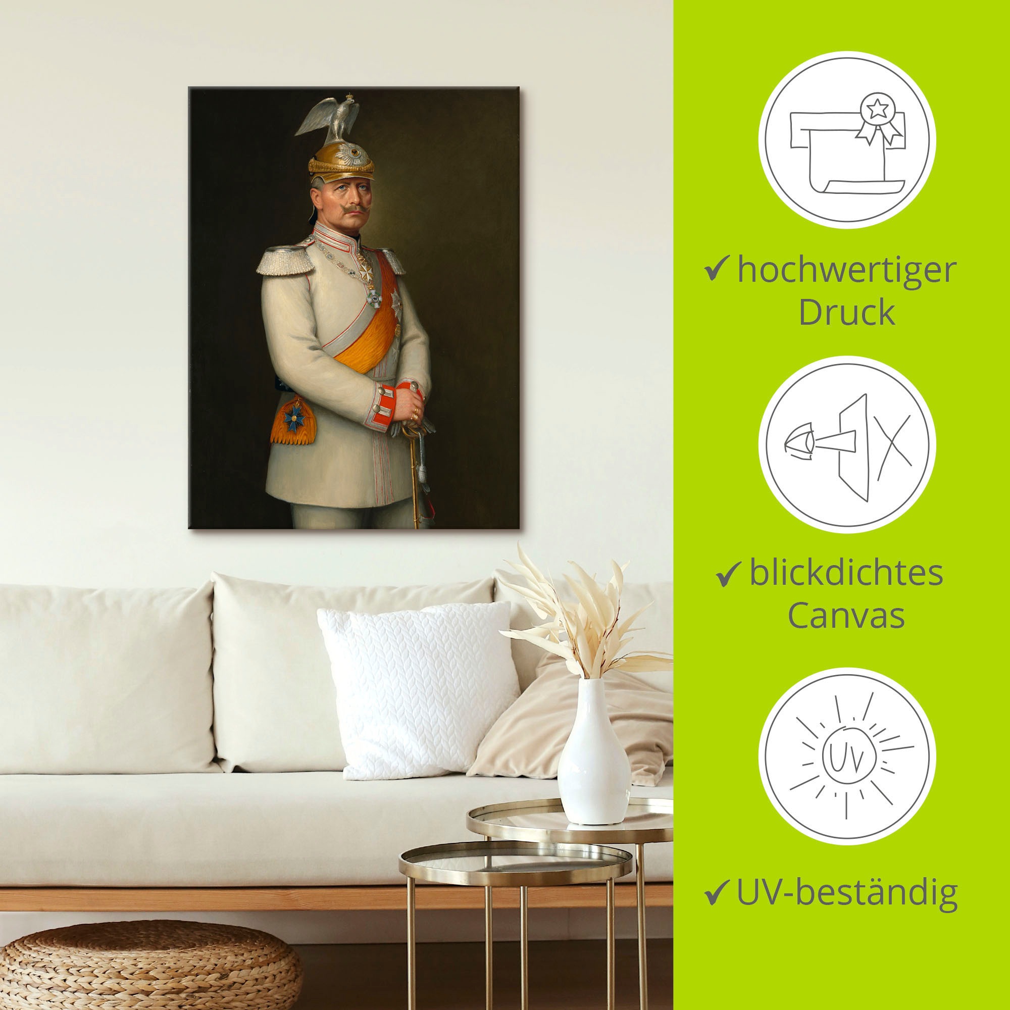 Artland Wandbild »Bildnis Kaiser Wilhelm II.«, Menschen, (1 St.), als Leinwandbild, Wandaufkleber in verschied. Grössen