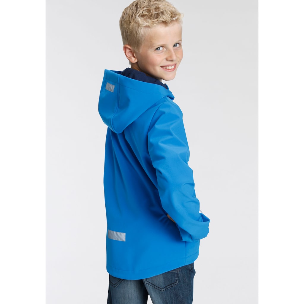 KIDSWORLD Softshelljacke »mit kontrastfarbenen Details«, mit Kapuze