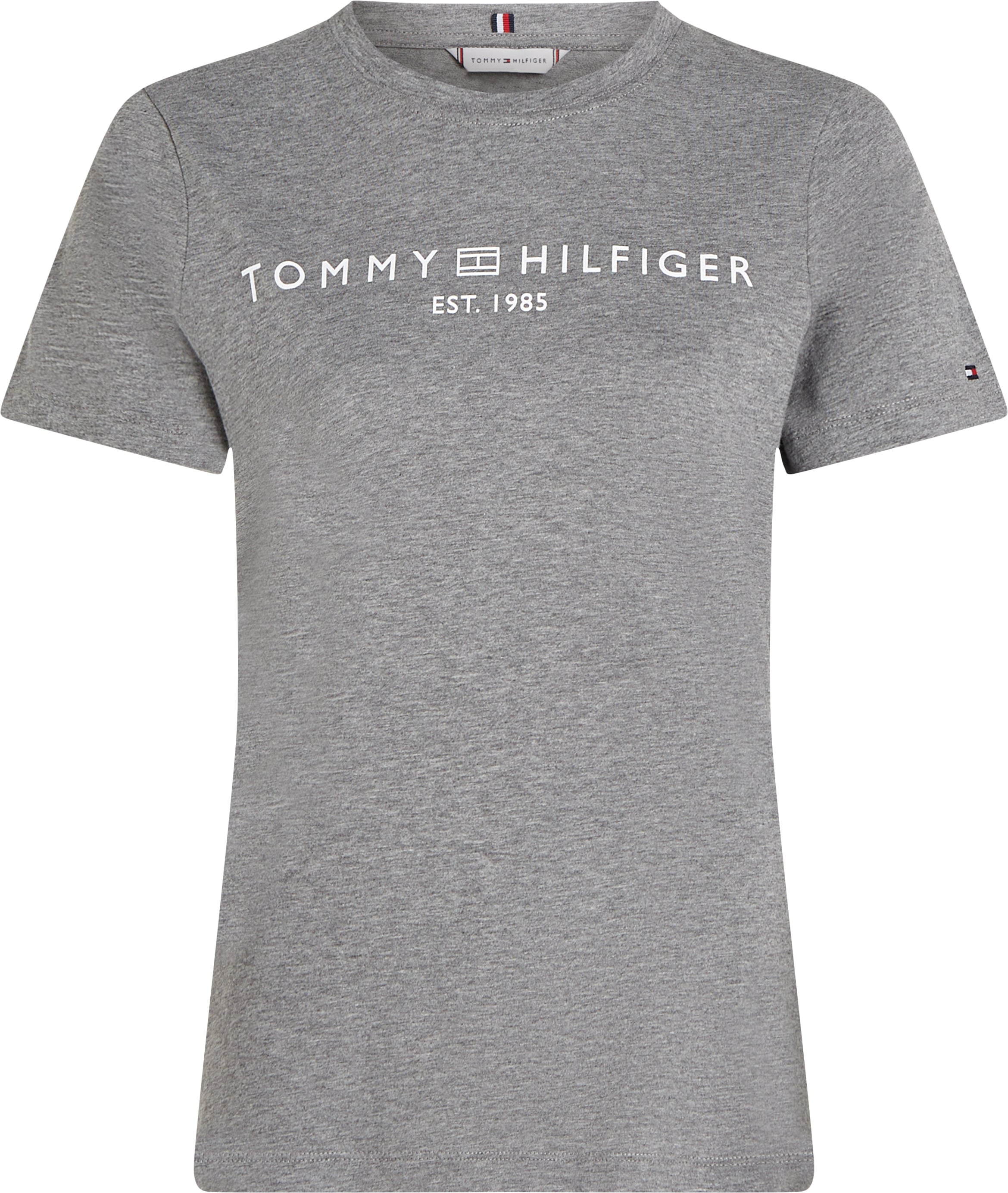 Tommy Hilfiger T-Shirt »REG CORP LOGO C-NK mit Logoschriftzug und Stickerei«, meliert, casual, regular fit, Baumwolle, Rundhals