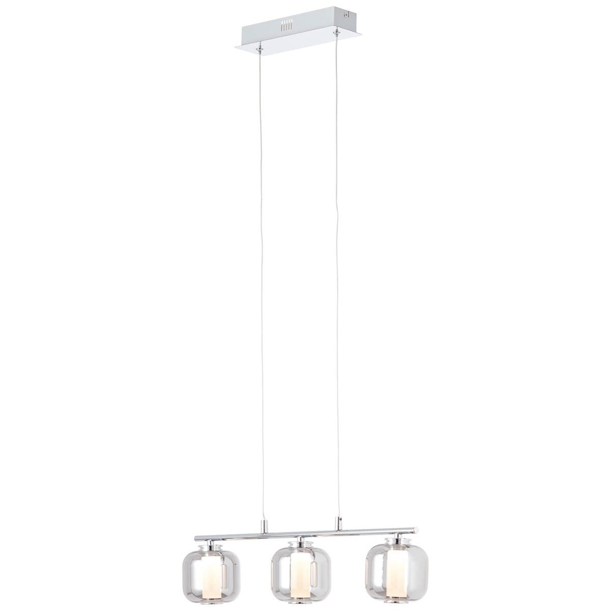 Brilliant Pendelleuchte »Rafa«, 3 flammig, Leuchtmittel LED-Modul | LED fest integriert, LED 3flg Balken chrom/rauchglas