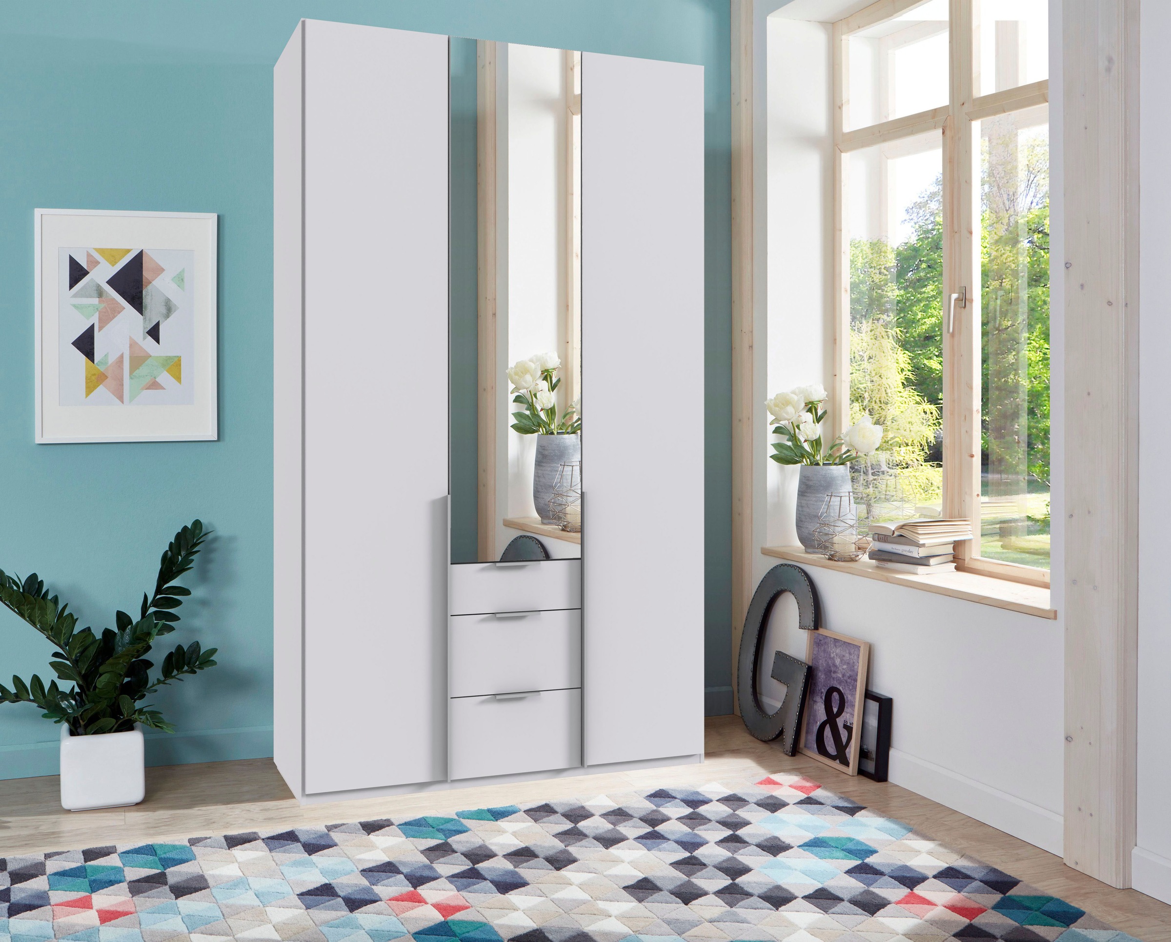 Wimex Kleiderschrank »Mugano, in vielen Breiten, 208 oder 236cm hoch, Made in Germany«, (mit langen oder kurzen Griffen aus Metall), wahlweise mit oder ohne Spiegel, mit Schubladen