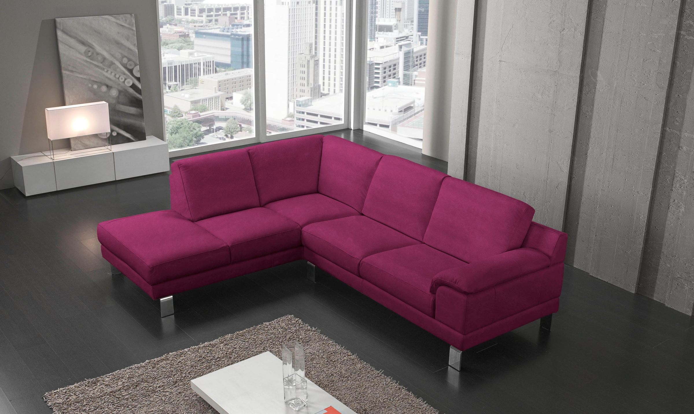 Egoitaliano Ecksofa "Shakira, Design und Sitzkomfort auf hohem Niveau, tolle Details" mit Ottomane, L-Form, elegante Metallfüsse