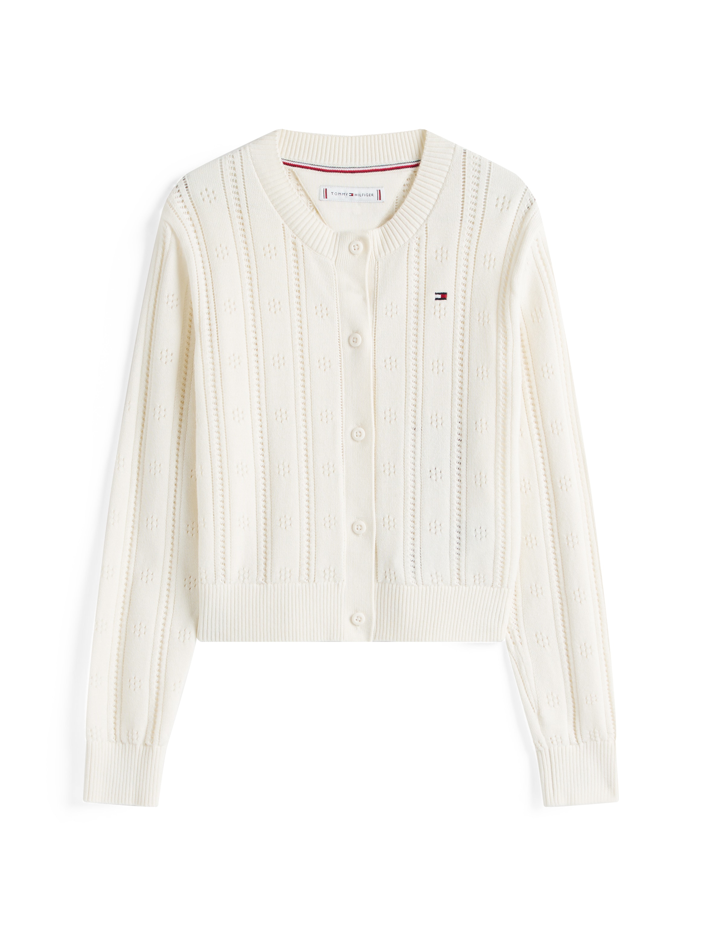 Tommy Hilfiger Strickjacke »POINTELLE CARDIGAN LS«, für Kinder bis 16 Jahre, mit süssem Muster