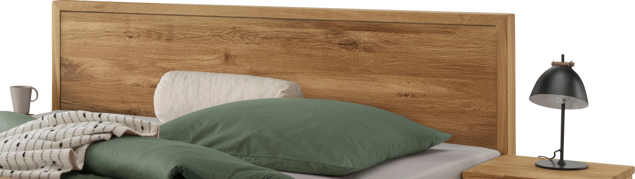Home affaire Massivholzbett »Huven, hohe Belastbarkeit: 200kg je Seite«, (in 4 Breiten, Einlasstiefe 16 oder 20cm), komplett aus massiver Eiche, FSC®-zertifiziert