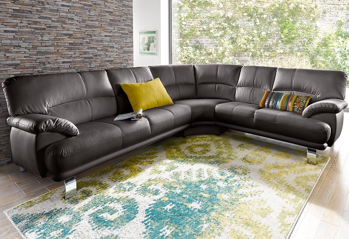 TRENDMANUFAKTUR Ecksofa »Cecilia in italienischem Design, modern und komfortabel, L-Form«, bequeme Armlehnen, mit langem Schenkel