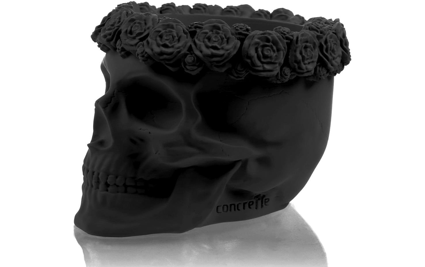 Blumentopf »Totenkopf Blumen 12 x 15 cm, Schwarz matt«