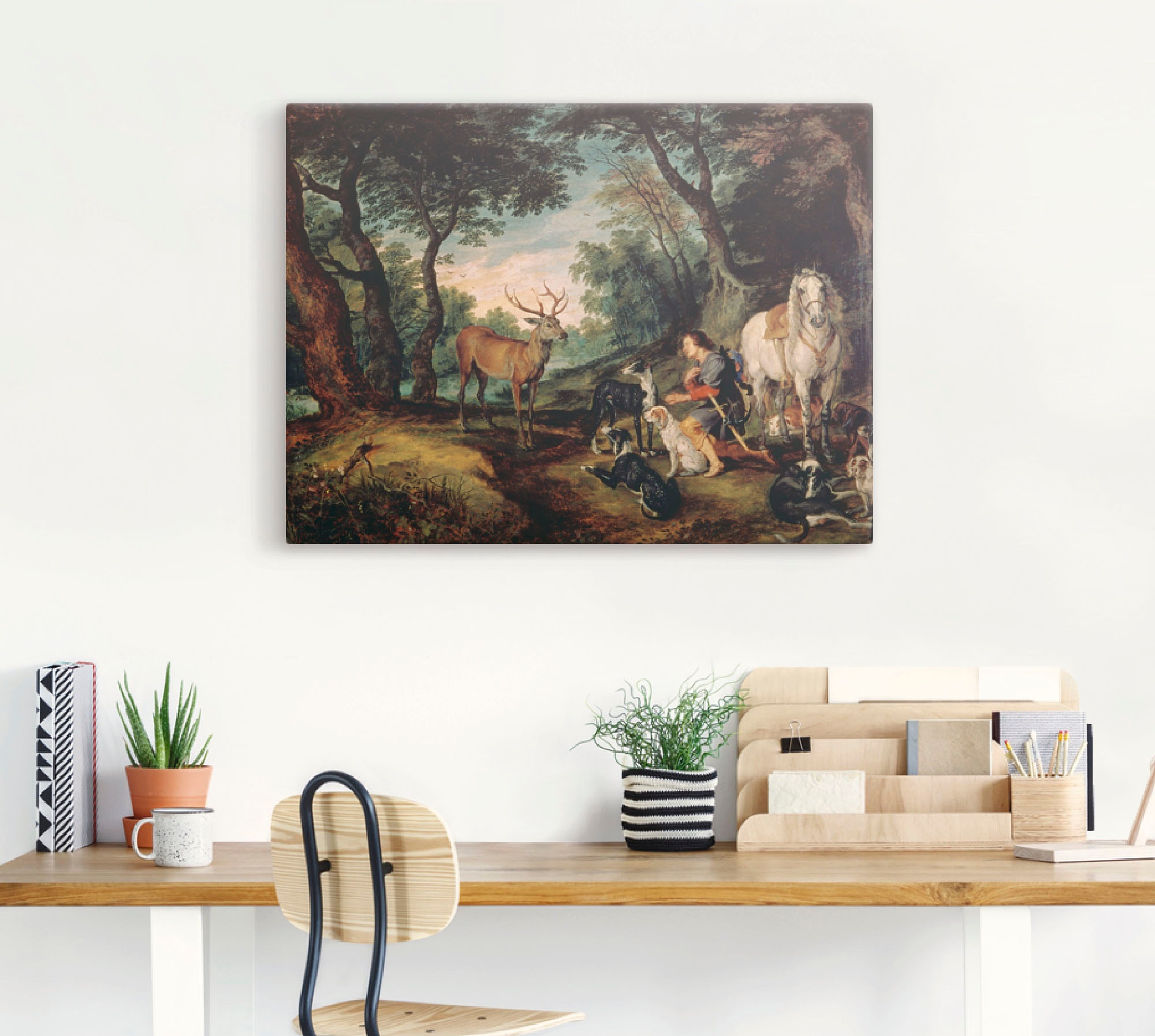 Artland Leinwandbild "Der heilige Hubertus." Mann 1 Stk. tlg. auf Holzrahmen gespannt