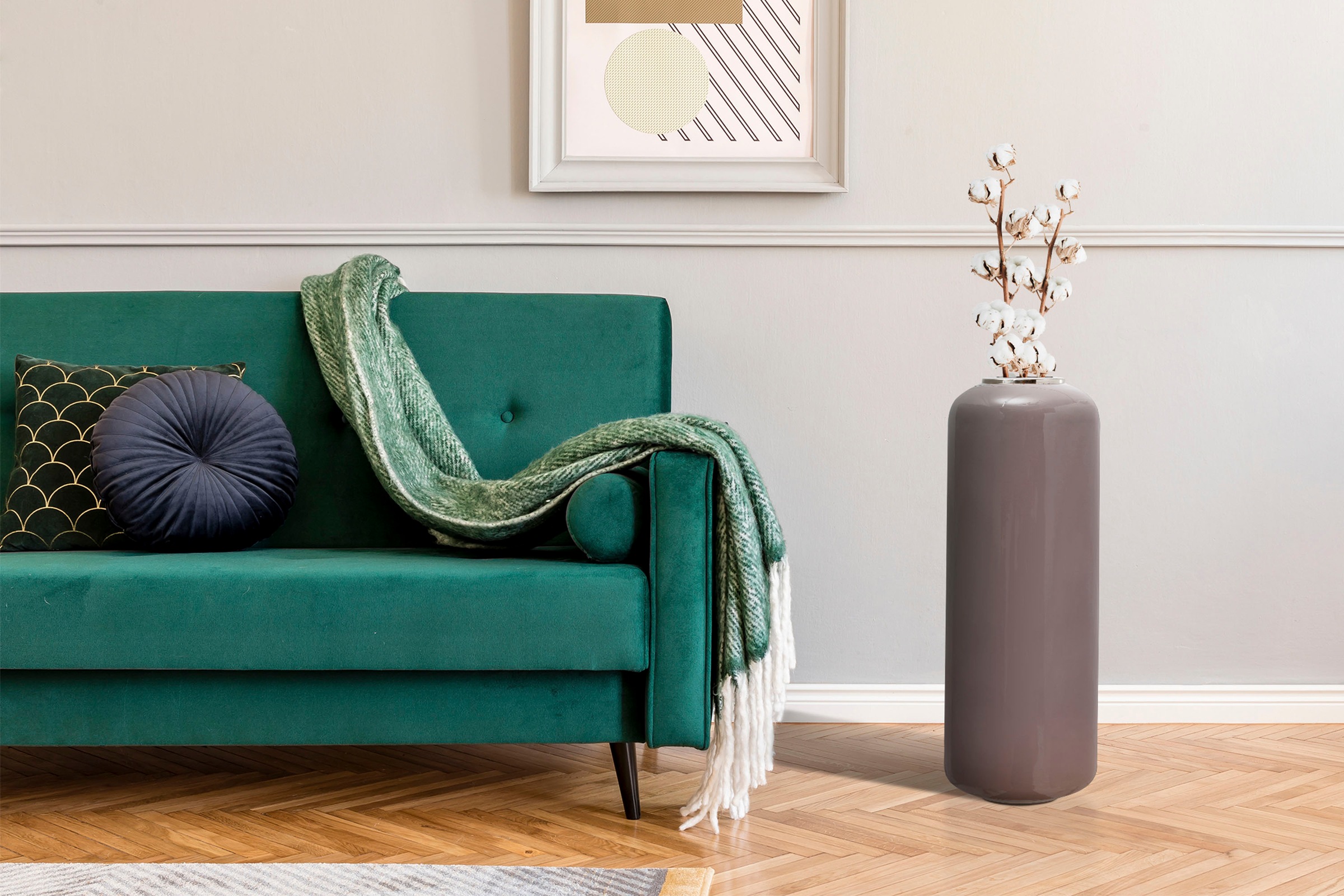 Vase Rond Design Touna 91cm Gris & Argent