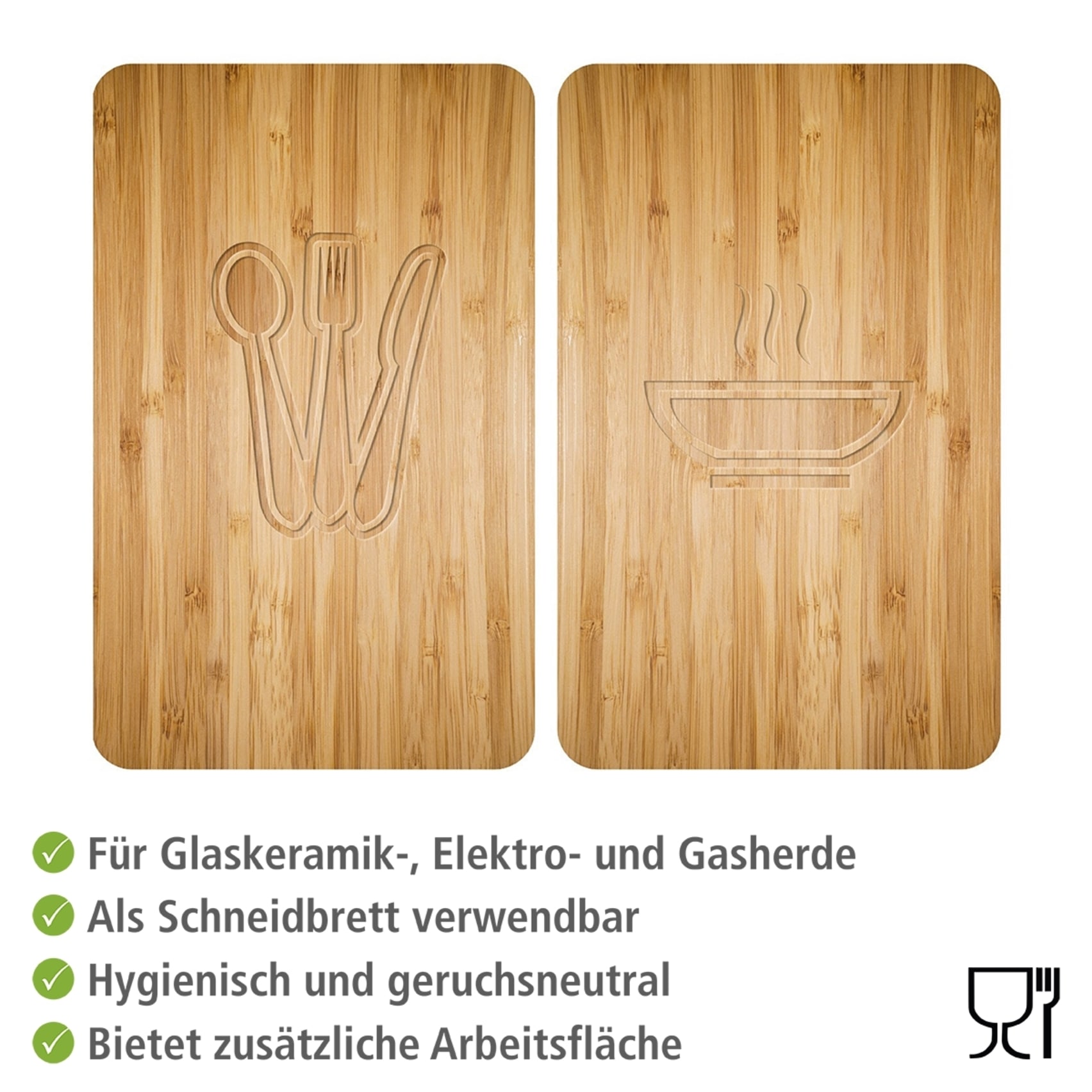WENKO Herd-Abdeckplatte »Universal Modell Lunch«, (Set, 2 tlg.), Herdabdeckung für alle Herdarten, kratzfest, mit rutschfesten Füssen