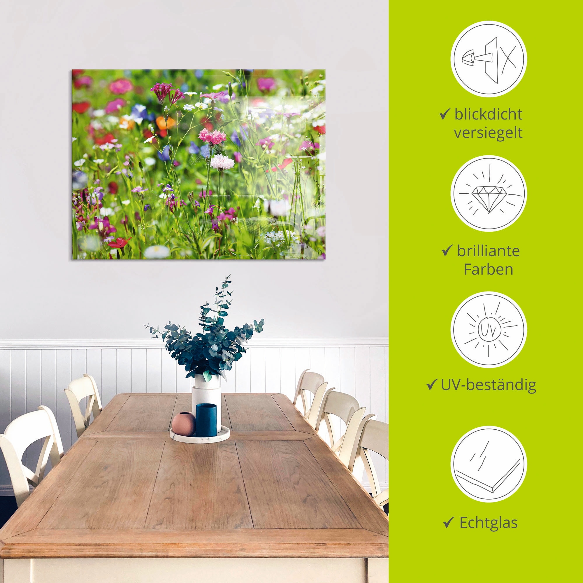 Artland Glasbild »Blumenwiese I«, Blumenwiese, (1 St.), in verschiedenen Grössen