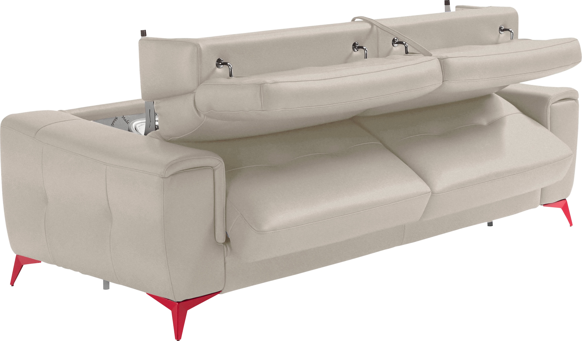 Egoitaliano Schlafsofa »Francine, Designsofa, Loungesofa mit Dauerschlaffunktion, Bettfunktion«, hochwertiger Metallbettrahmen & Matratze, Kopfteil manuell verstellbar