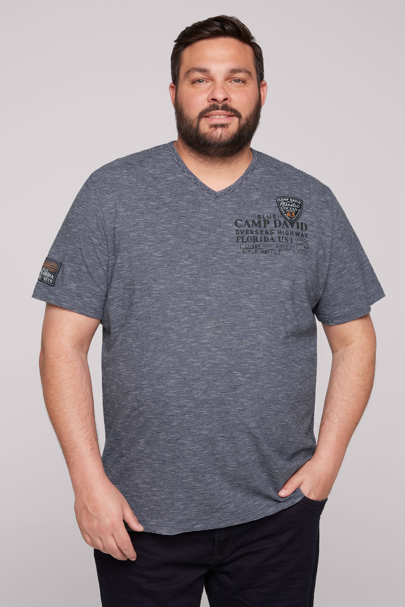 CAMP DAVID T-Shirt, mit Label Print und Patch