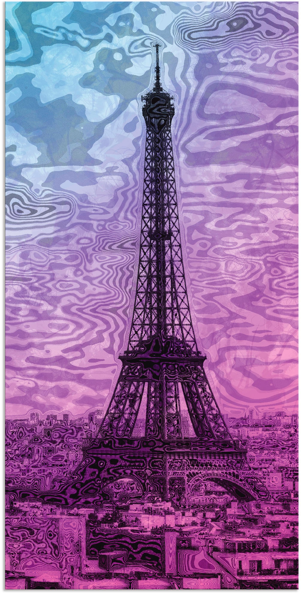 Artland Wandbild »Paris Eiffelturm Lila/Blau«, Gebäude, (1 St.), als Alubild, Outdoorbild, Leinwandbild in verschied. Grössen