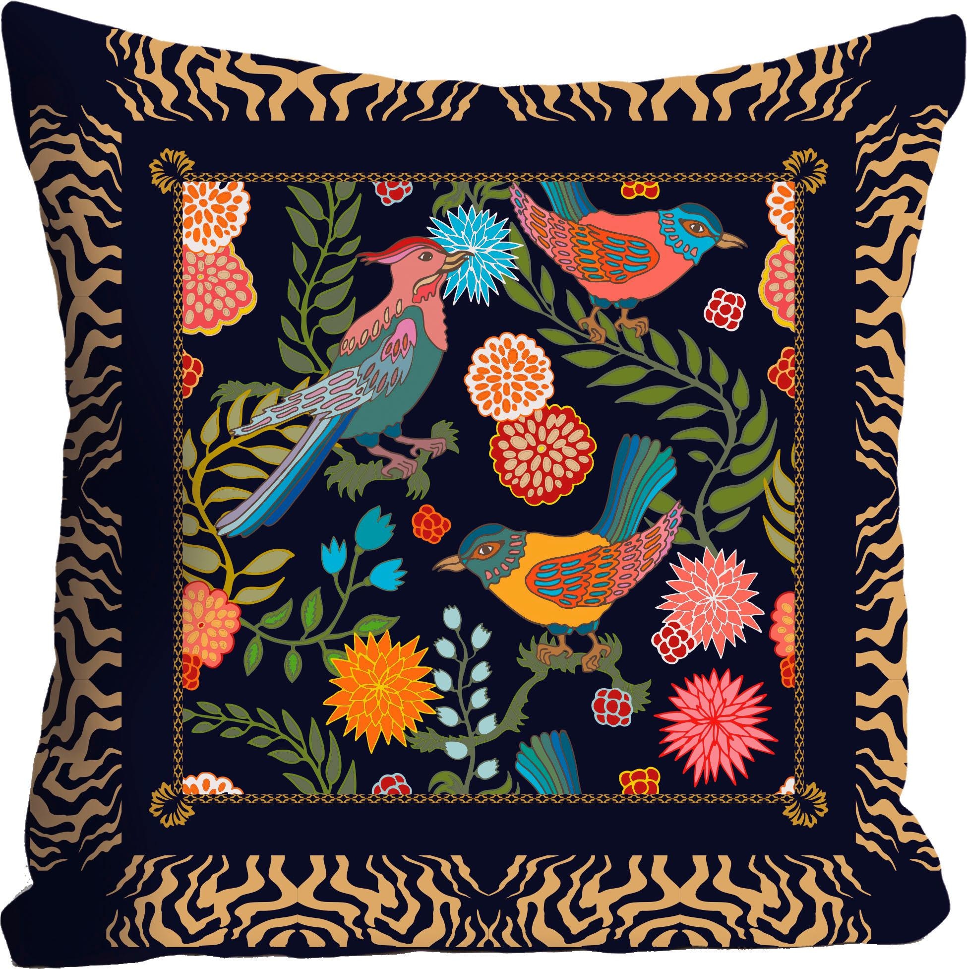 queence Dekokissen "Vögel" Kissenhülle ohne Füllung, 1 Stück