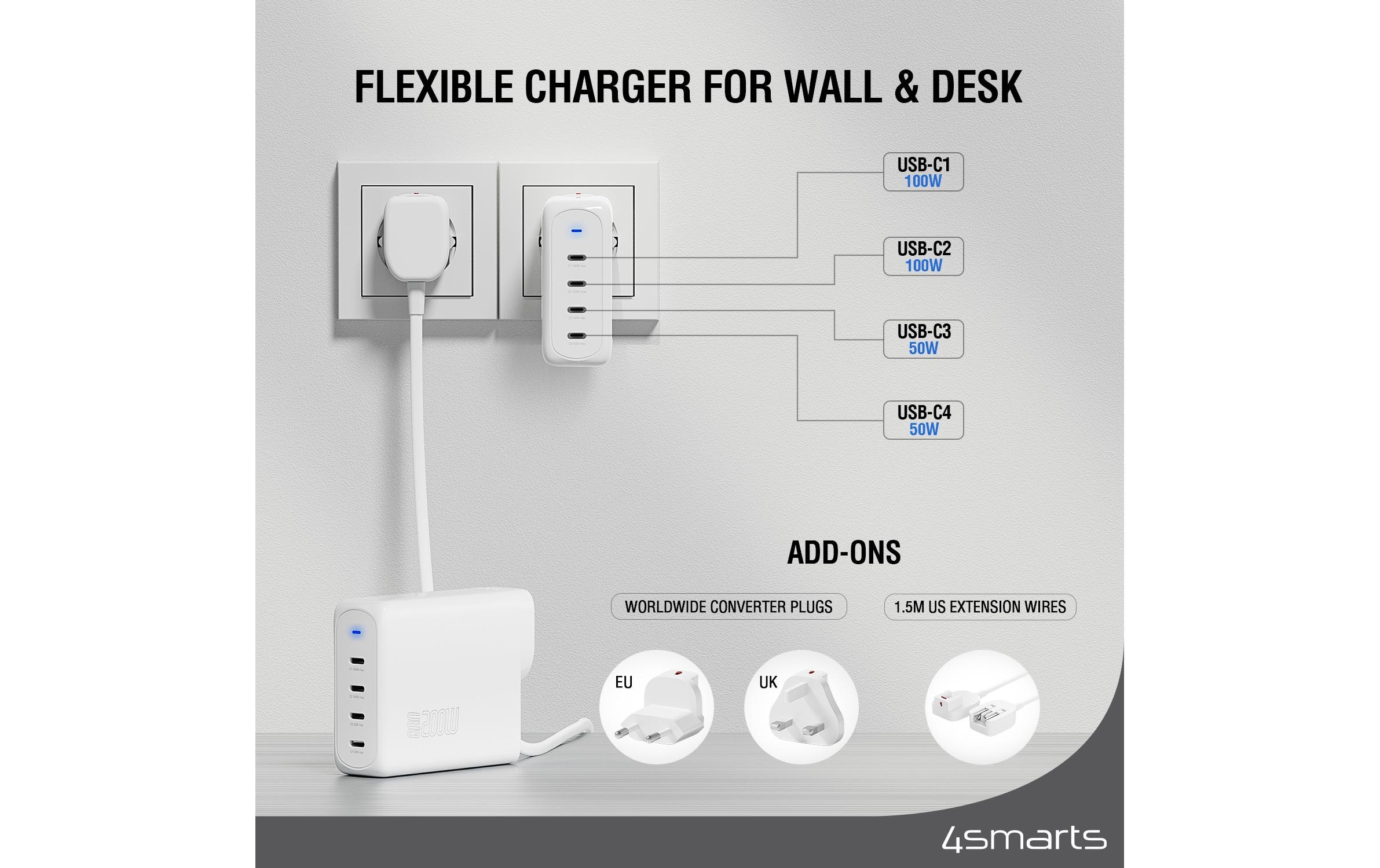 4smarts USB-Ladegerät »Flex Pro Weiss«