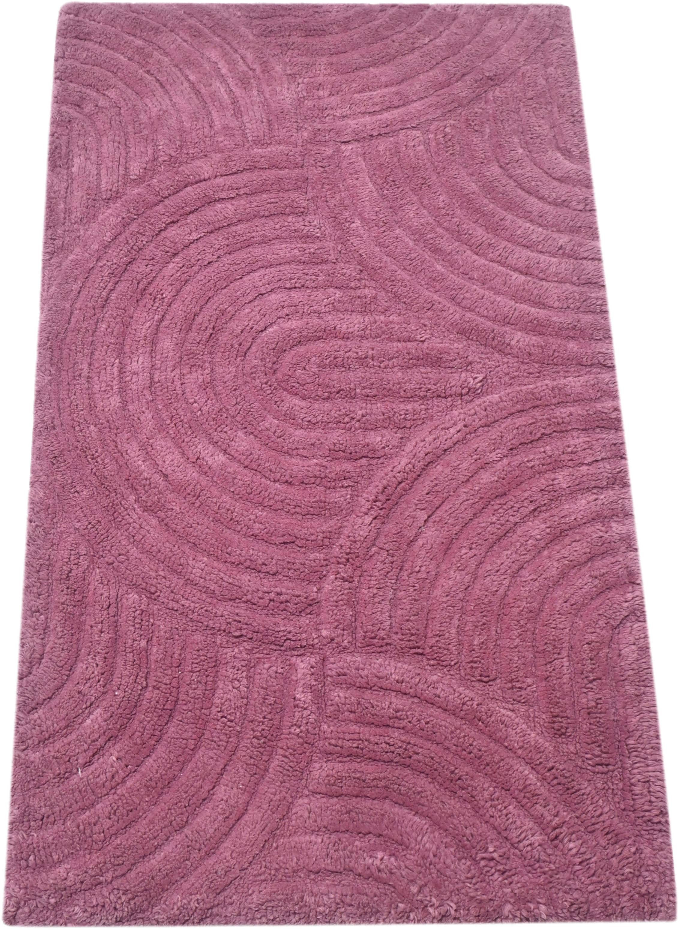 my home Badematte »Juna, Badvorleger, Badezimmer Teppich, Zen, Scandi, Boho«, rutschhemmend beschichtet, fussbodenheizungsgeeignet, Baumwolle, Hoch-Tief-Effekt, weich