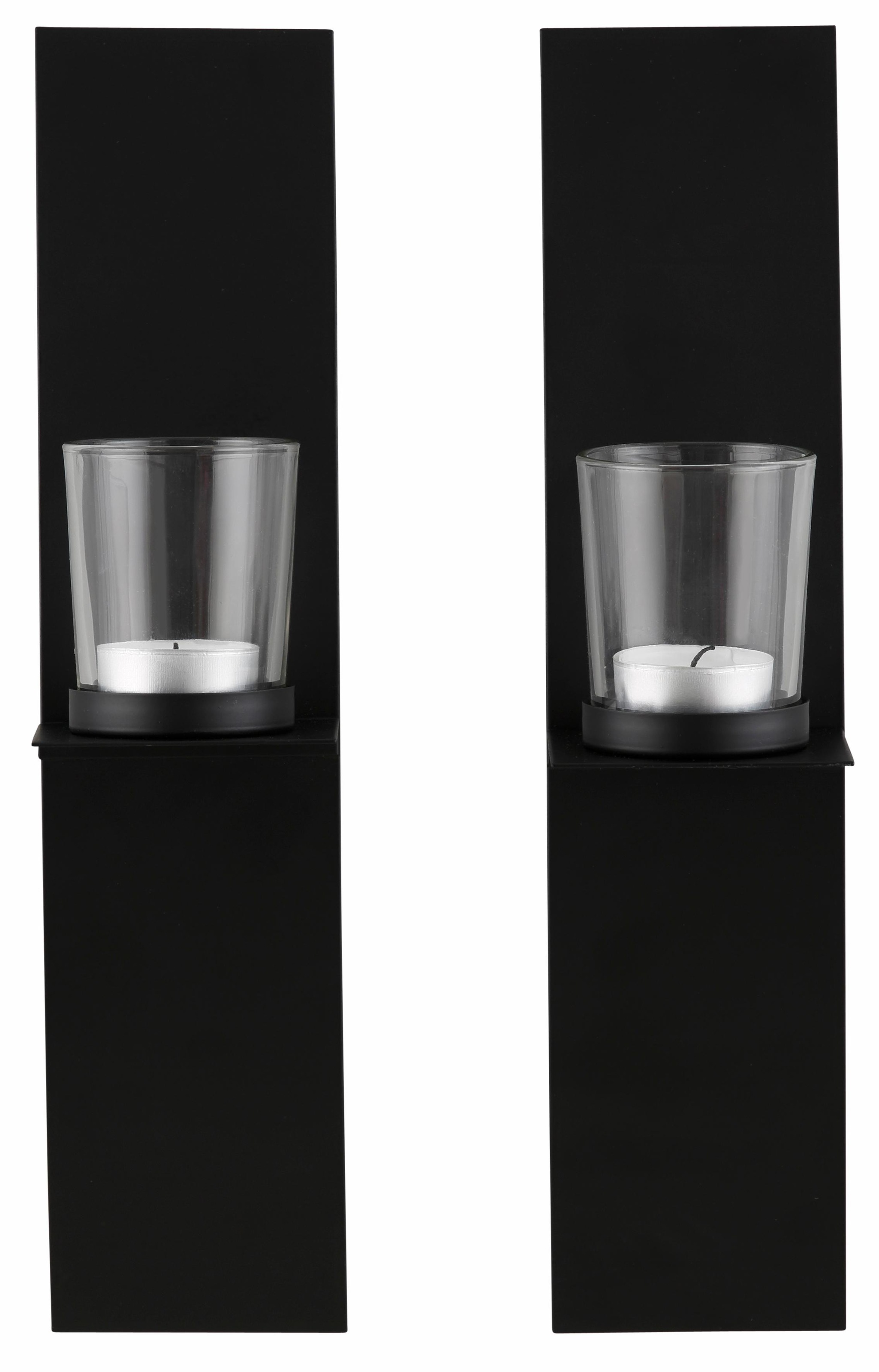 GOODproduct Wandkerzenhalter "Drammen" Landhaus, Metall, Glas, schwarz