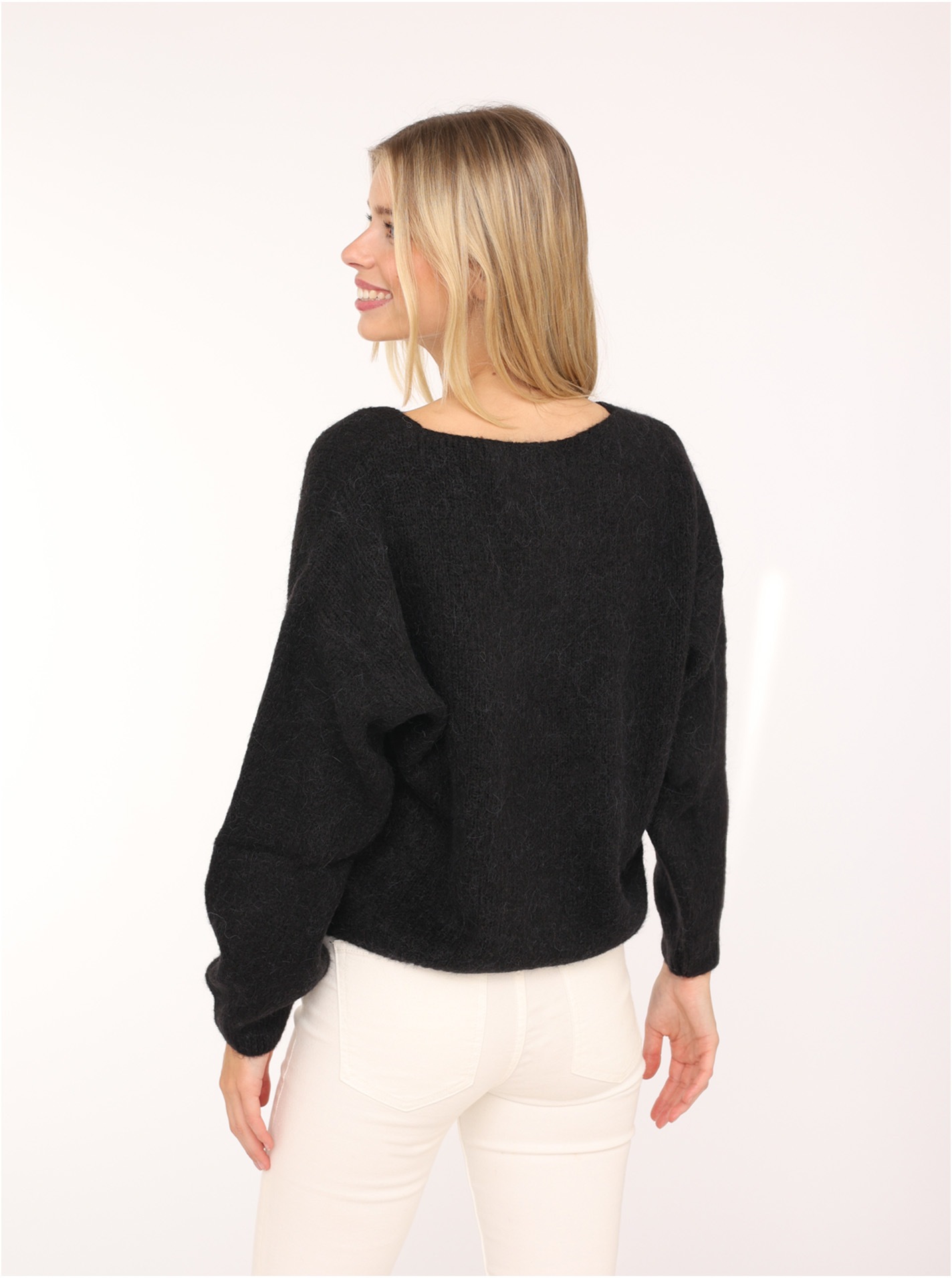 Zwillingsherz Strickjacke »"Uni"«, One Size, Langarm, Knopfleiste, tiefer V-Ausschnitt, Wollanteil