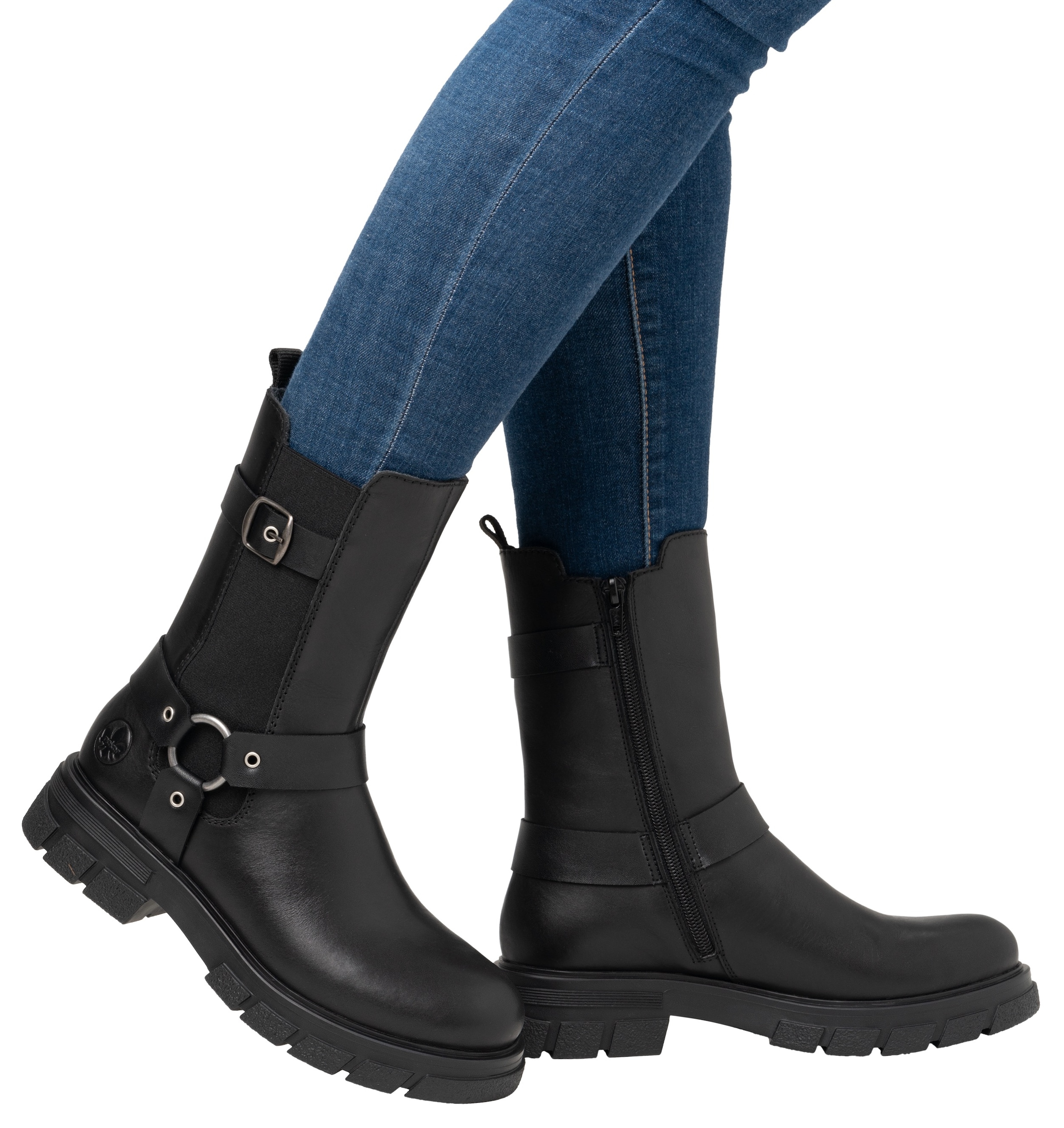 Rieker Chelseaboots, Bikerboots, Schlupfstiefelette mit Innenreissverschluss