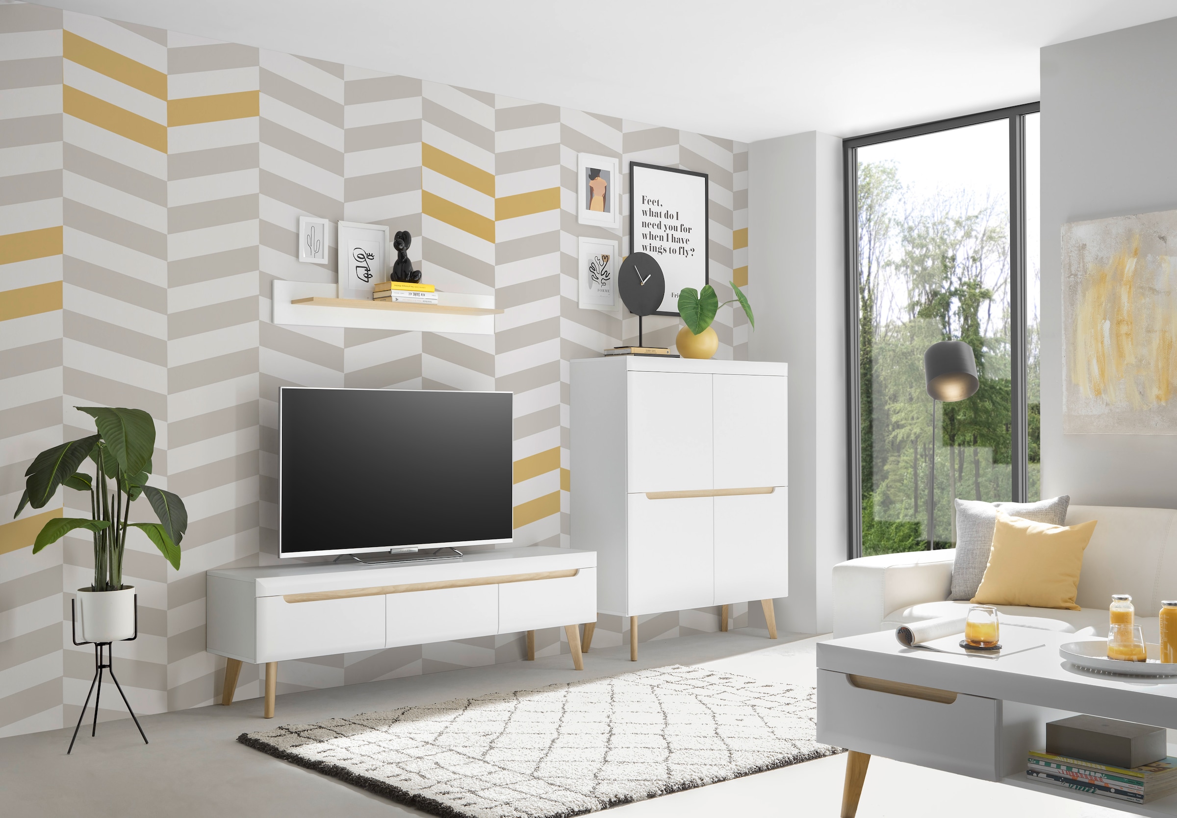 INOSIGN Lowboard »Torge, TV-Unterschrank, TV-Kommode, Fernsehschrank, TV-Board«, (1 St.), abgeschrägte Füsse, drei Farben, Scandi Design, 160 cm breit