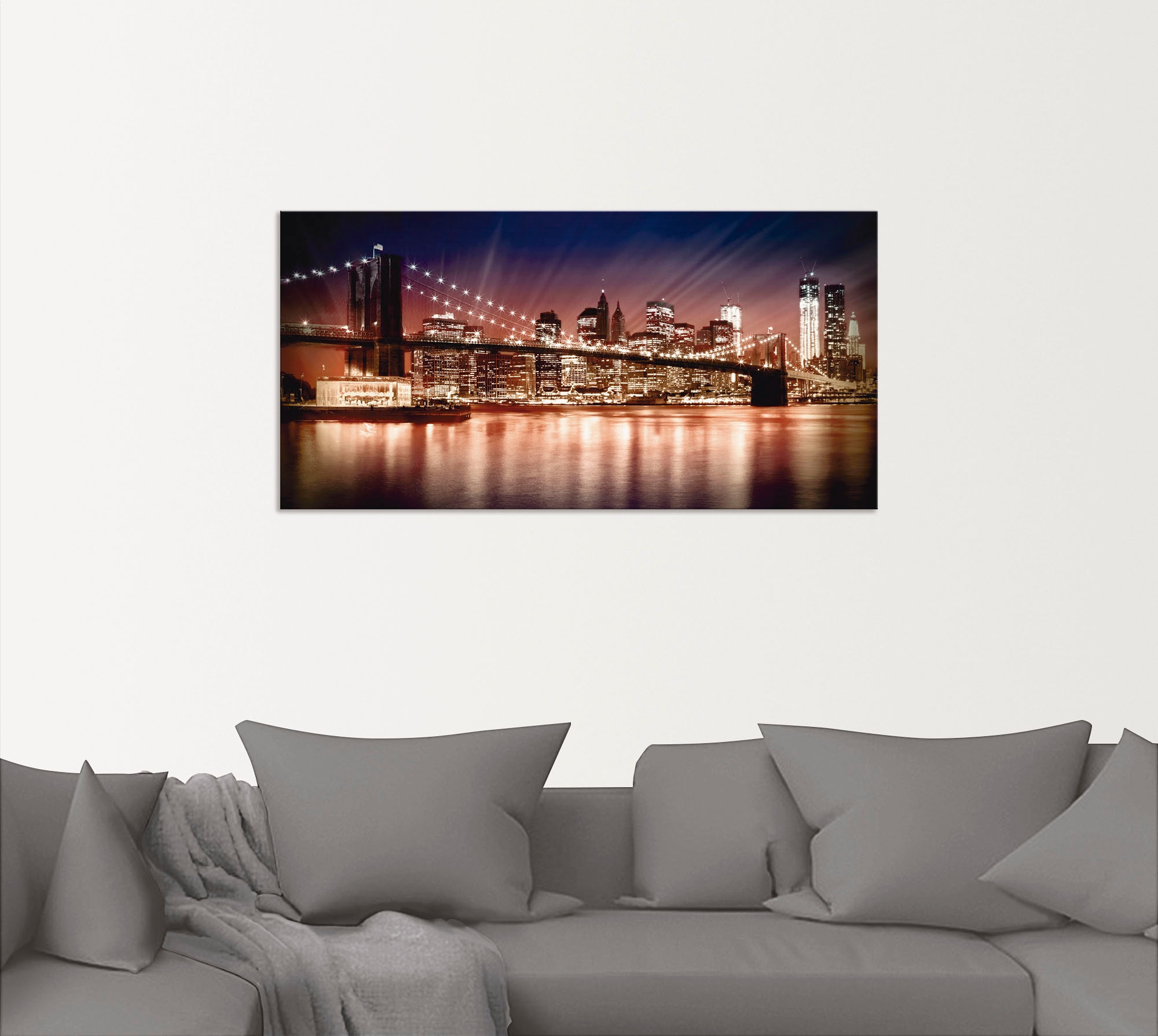 Artland Wandbild »Manhattan Sonnenuntergang«, Brücken, (1 St.), als Alubild, Leinwandbild, Wandaufkleber oder Poster in versch. Grössen