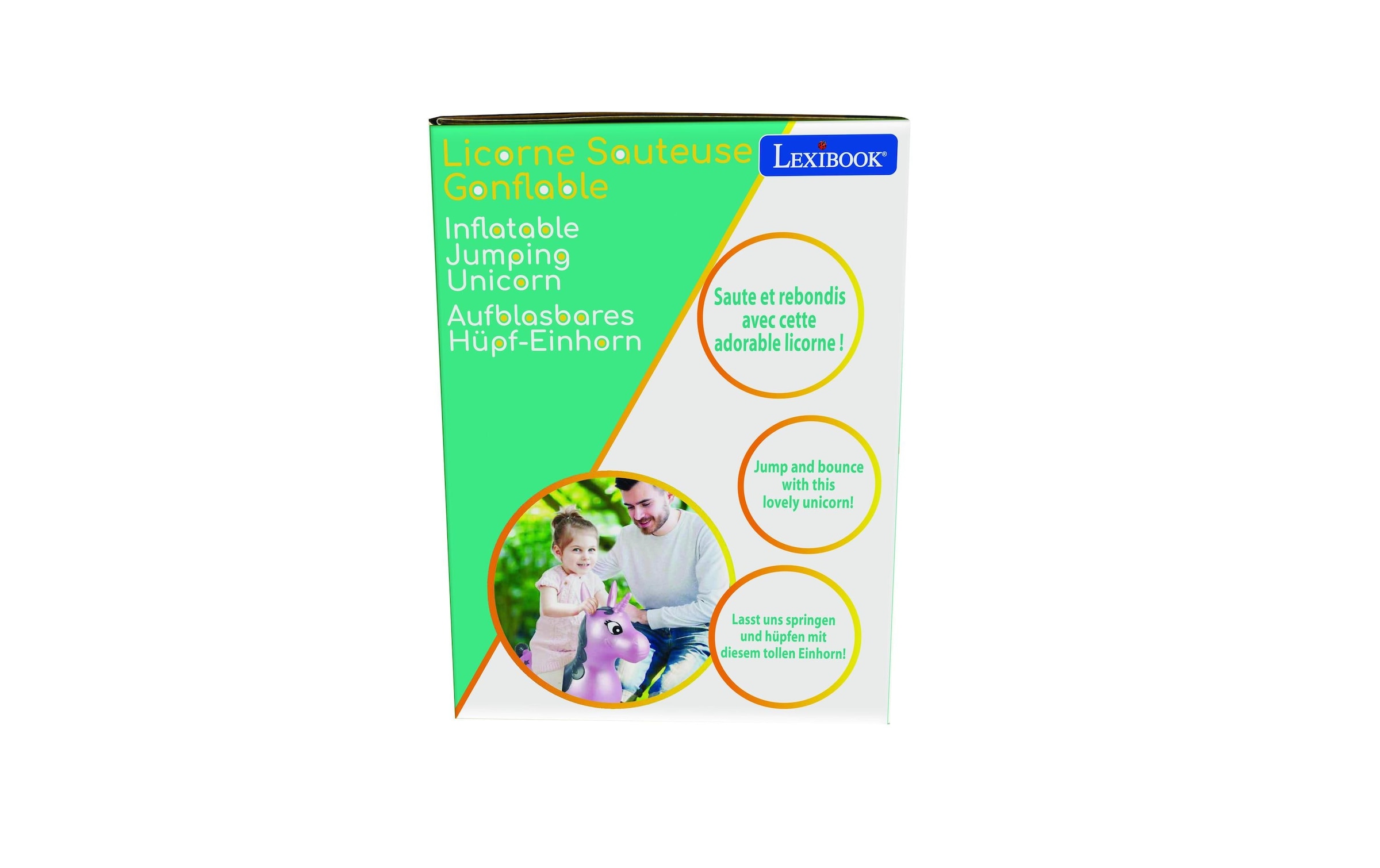 Lexibook® Hüpftier »Einhorn 50 cm«, Schnell aufzublasen mit der mitgelieferten Handpumpe