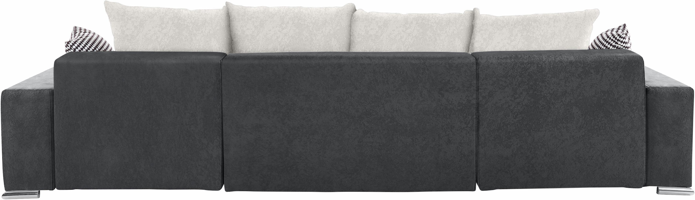 COLLECTION AB Wohnlandschaft »XL-Josy U-Form, Breite 313 cm, Kunstleder-Mix, Microfaser«, inkl. Bettfunktion, Bettkasten, mit 4 gleich grossen Rückenkissen