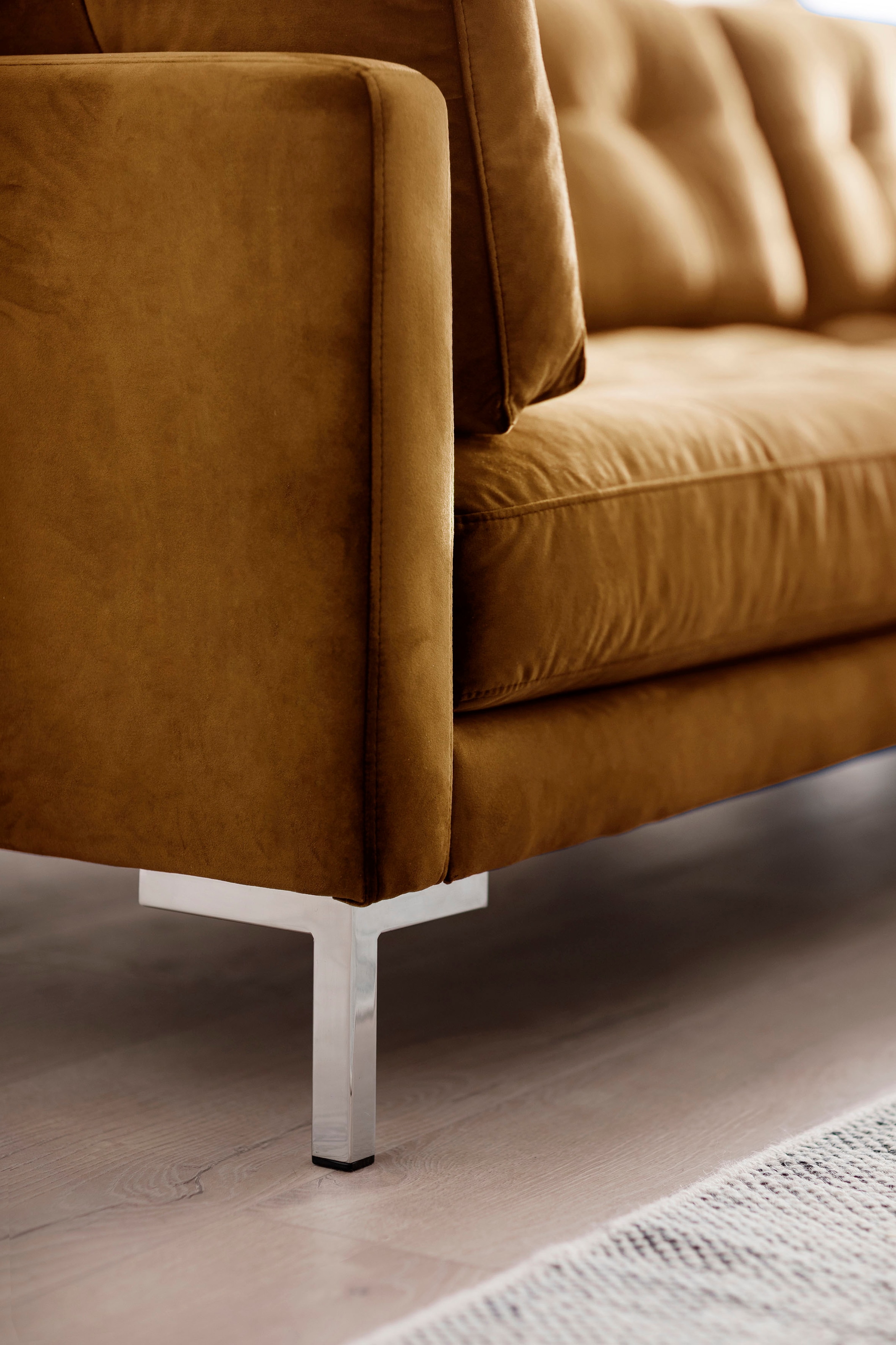 Trends by HG Ecksofa »Landau L-Form«, in Cord-Stoff mit Metallfuss
