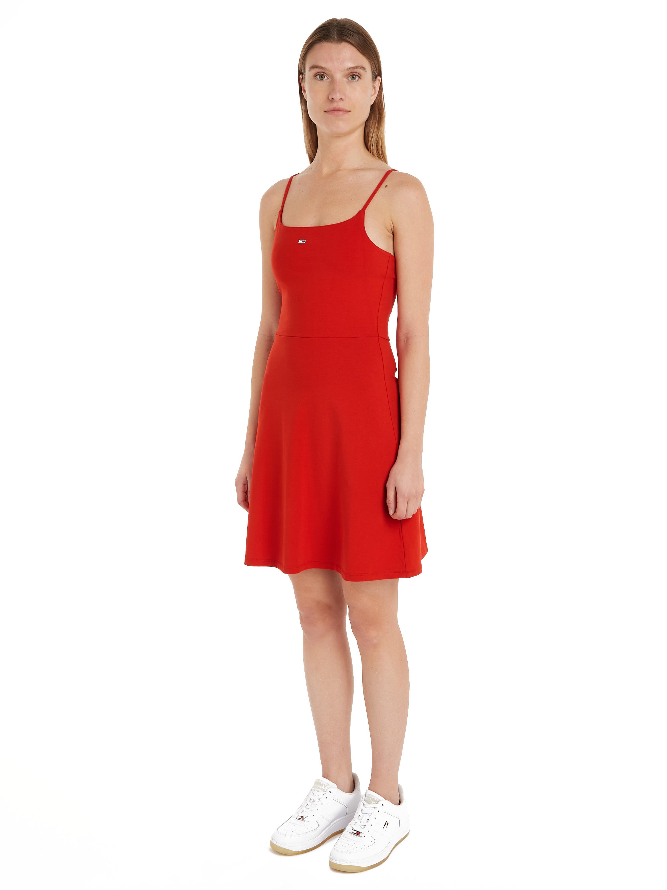 Tommy Jeans Spaghettikleid »TJW ESSENTIAL STRAP FLARE DRESS« mit verstellbaren Spaghettiträgern