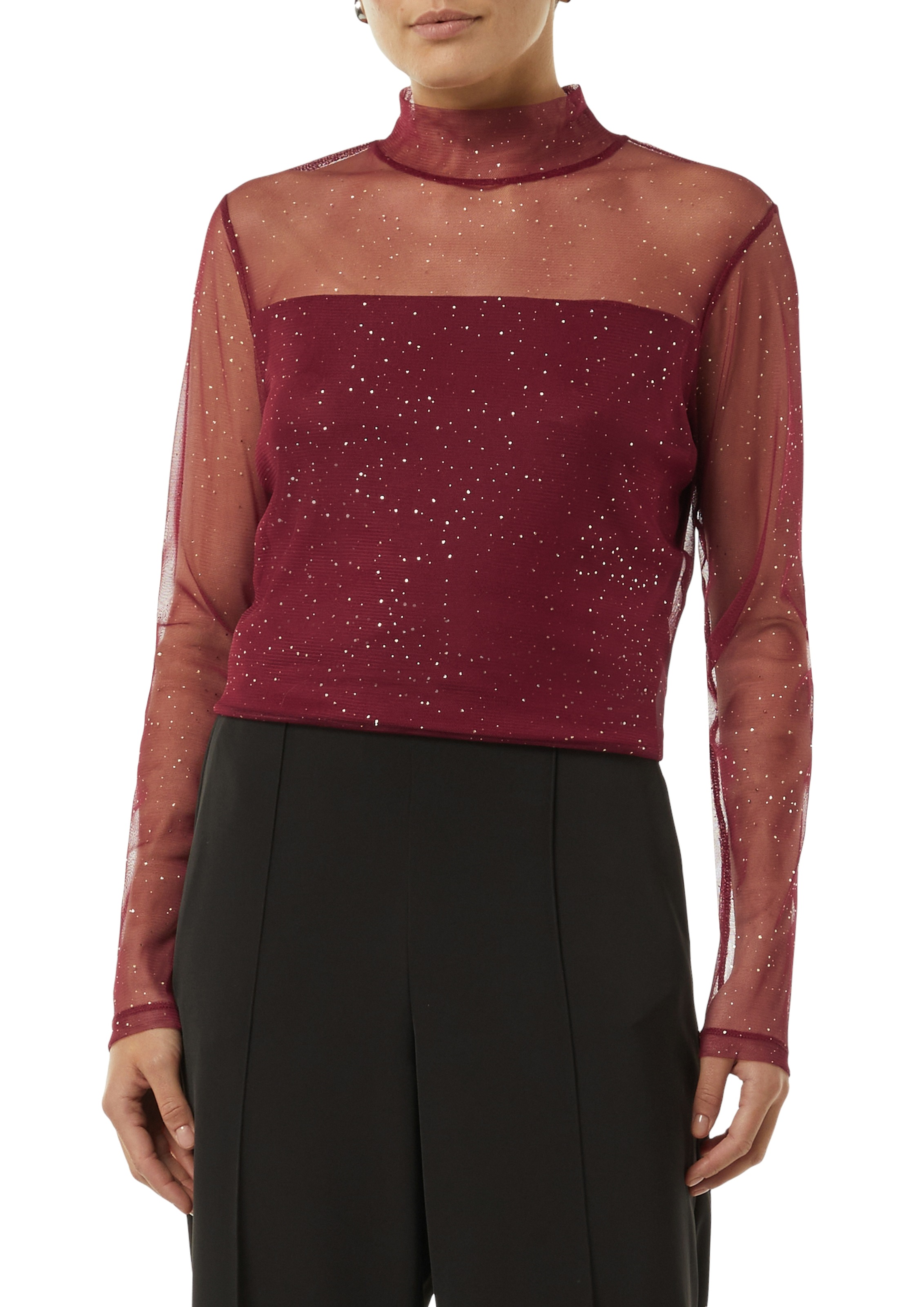 Comma Langarmshirt im halbtransparenten Look