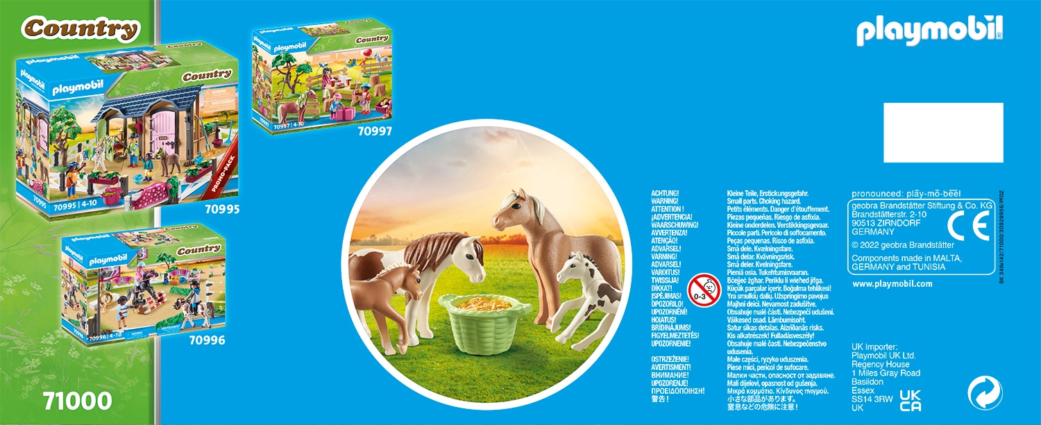 Playmobil® Konstruktions-Spielset »2 Island Ponys mit Fohlen (71000), Country«, (5 St.), Made in Europe