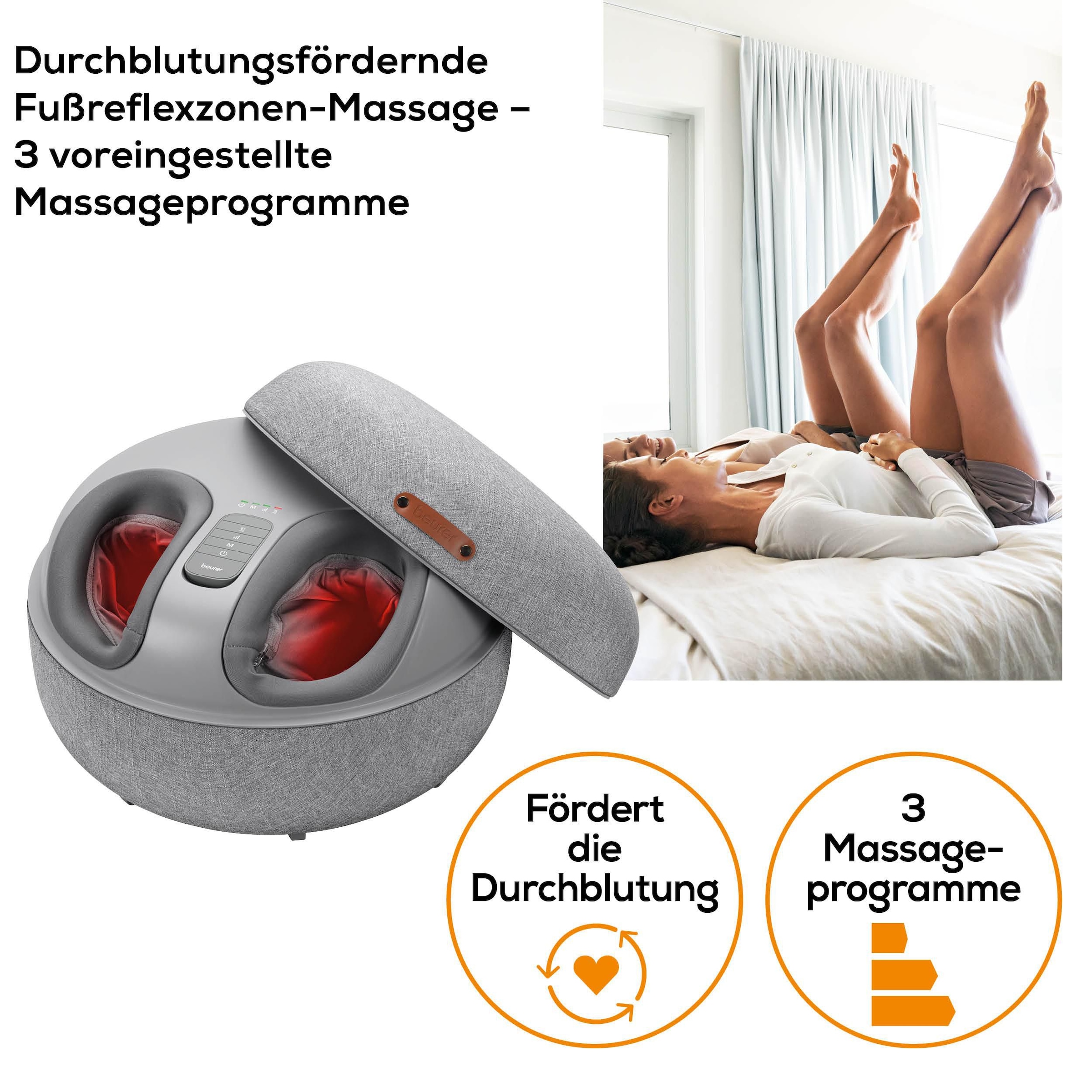 BEURER Shiatsu-Fussmassagegerät »FM 120 2-in-1: stylischer Hocker und Massagegerät«, Mit Luftkompressionsmassage und Shiatsu-Massage, inkl. Wärmefunktion