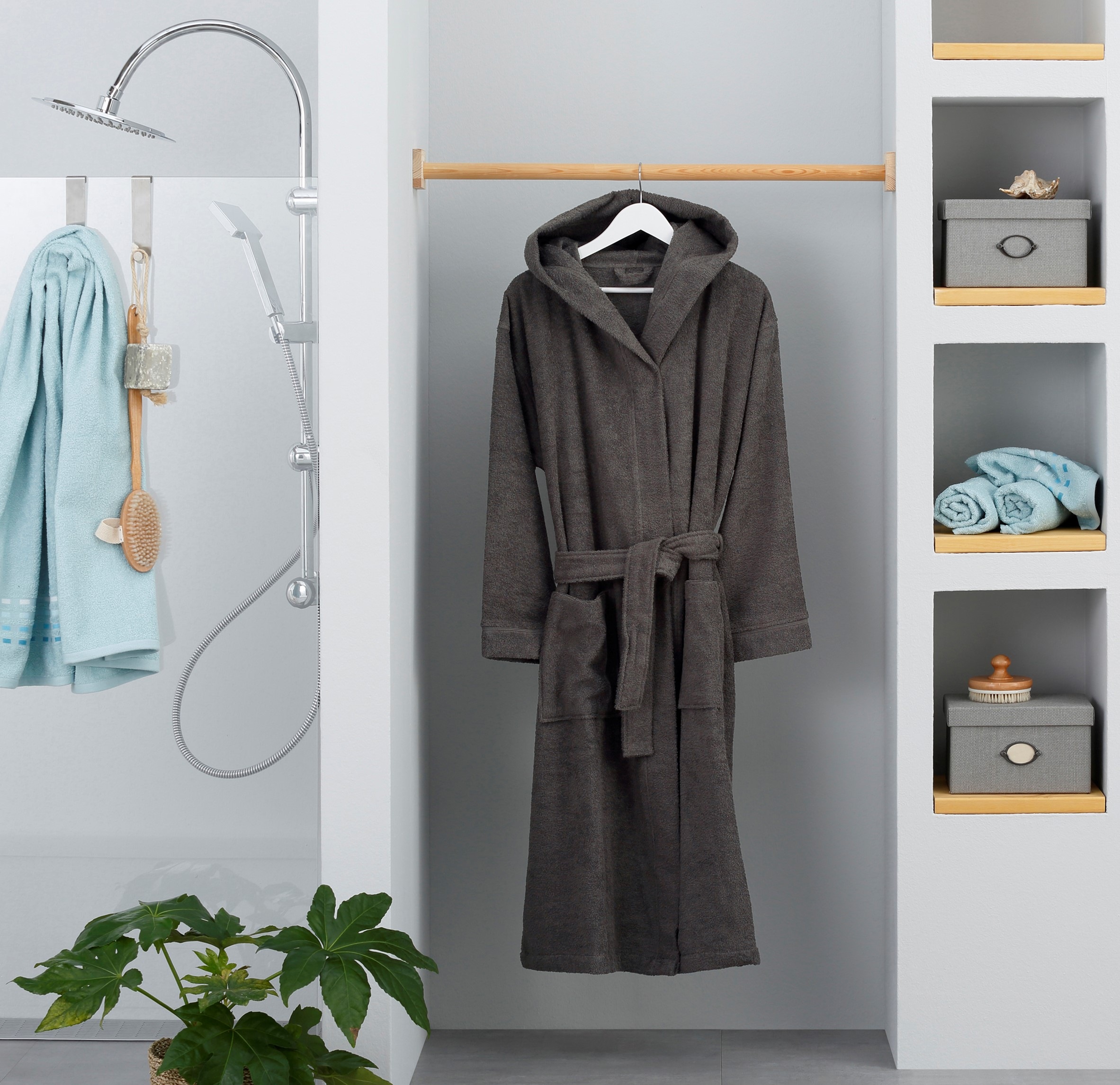 my home Unisex-Bademantel »Sanremo«, (1 St.), mit Taschen, Damen & Herren Bademäntel, S-3XL