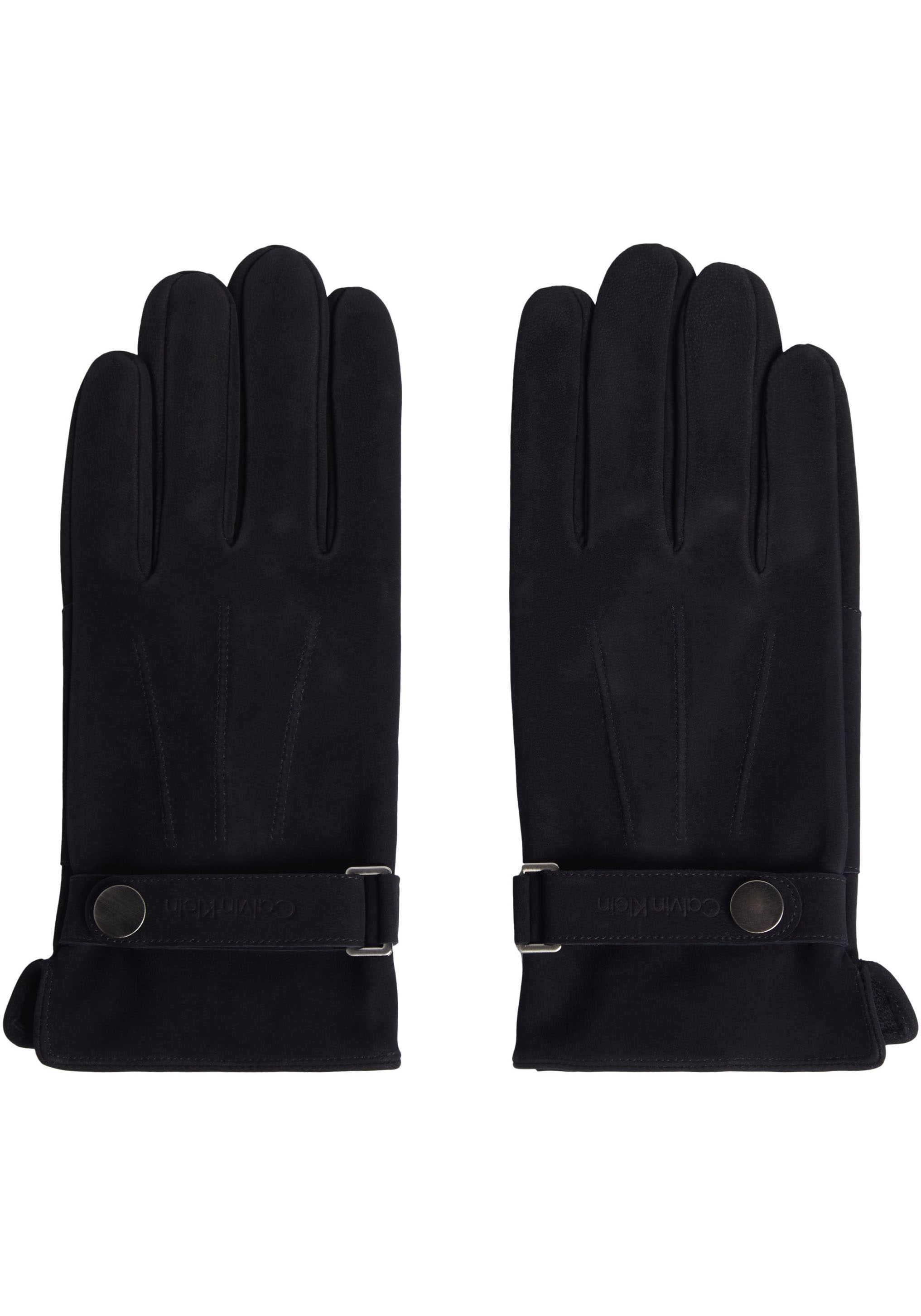 Calvin Klein Lederhandschuhe »LEATHER RIVET GLOVES NUBUCK«, mit Logoschriftzug