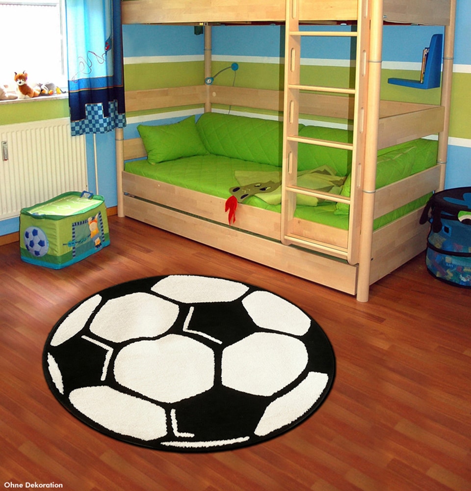 HANSE Home Kinderteppich »Fussball«, rund, 10 mm Höhe, Kinder-Teppich, Rutschfest, Kurzflor, Fussball, Kinderzimmer, Spiel