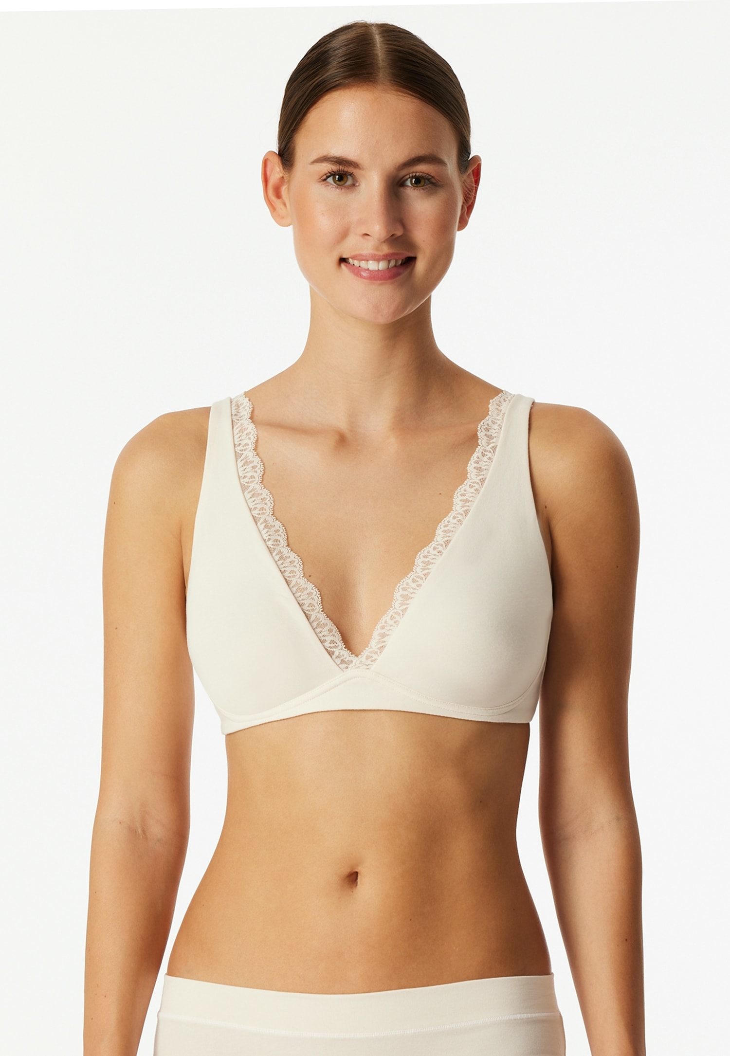 Schiesser Bügelloser BH »Unique Cotton« Spitzenband am Dekolleté, Baumwollmischung, gemoldete Cups