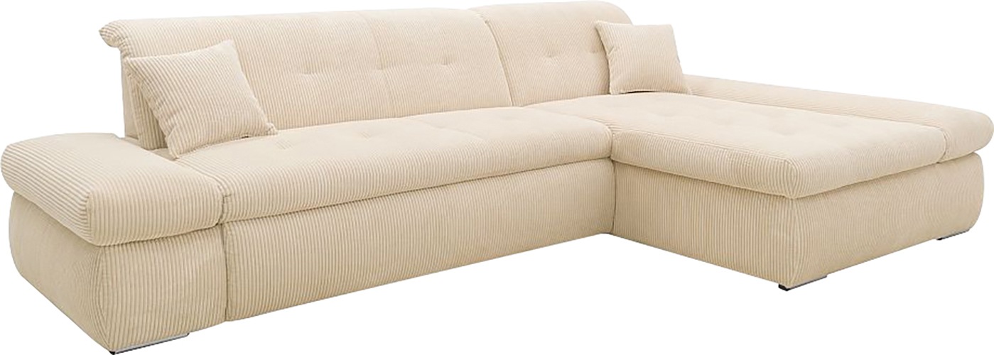 DOMO collection Ecksofa »Moric Luxus - B/T/H 300/172/80 cm, XXL-Format«, L-Form, 140kg Belastung/Sitz, Cord, creme