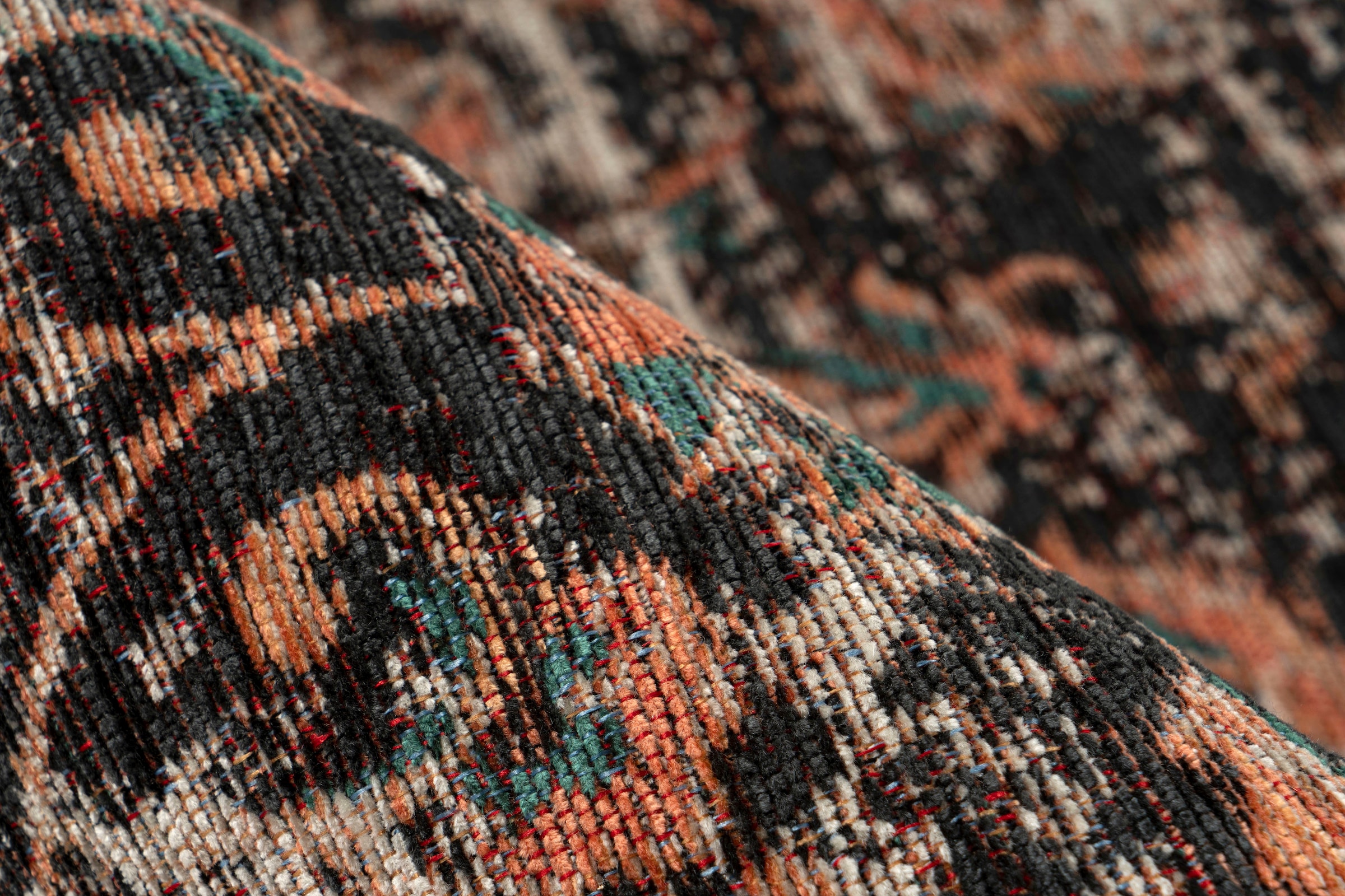 Padiro Teppich »Charme 225«, rechteckig, 5 mm Höhe, Chenille Flachgewebe im Vintage Stil