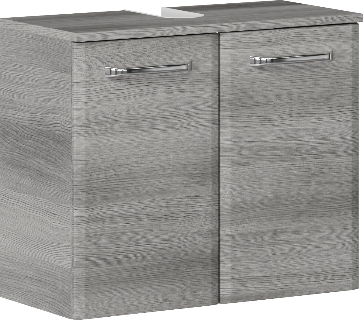 Saphir Waschbeckenunterschrank "Quickset Unterbeckenschrank mit 2 Türen, Siphonausschnitt, 60 cm breit" Waschbeckenschrank inkl. Türdämpfer, Griffe in Chrom Glanz