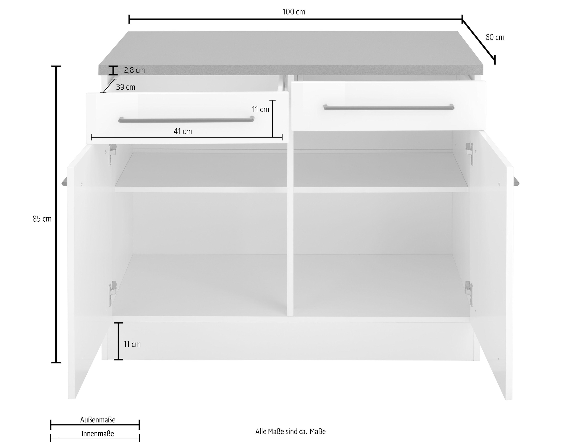 HELD Metallgriff, schwarzer cm Türen, MÖBEL 2 100 »Tulsa«, Shop ❤ Unterschrank im MDF Schubkästen, breit, Jelmoli-Online Front 2 entdecken