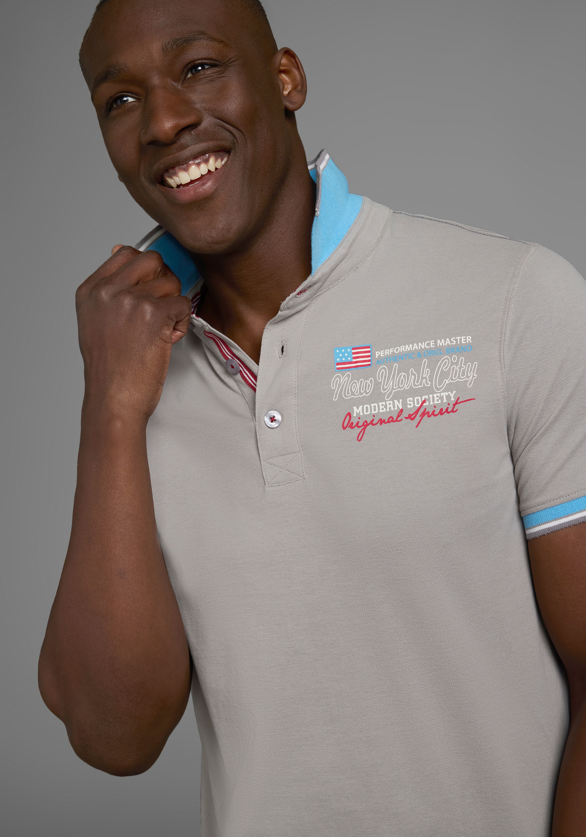Man's World Poloshirt, Kurzarm, lässige Passform, bedruckt, Polokragen