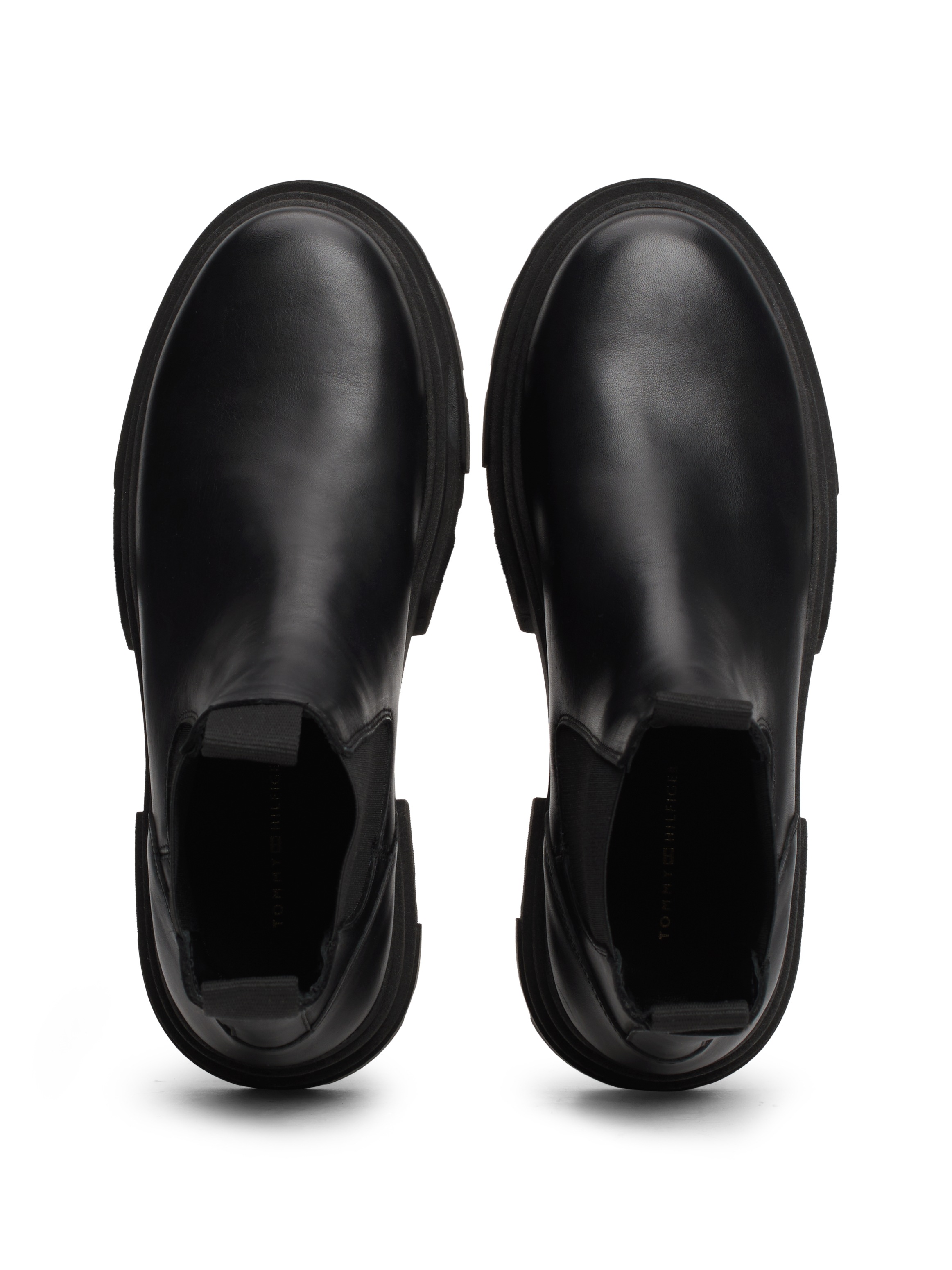 Tommy Hilfiger Chelseaboots »COMBAT LEATHER LOW CHELSEA«, Blockabsatz, Stiefelette, Chunky Boots mit zwei Anziehlaschen