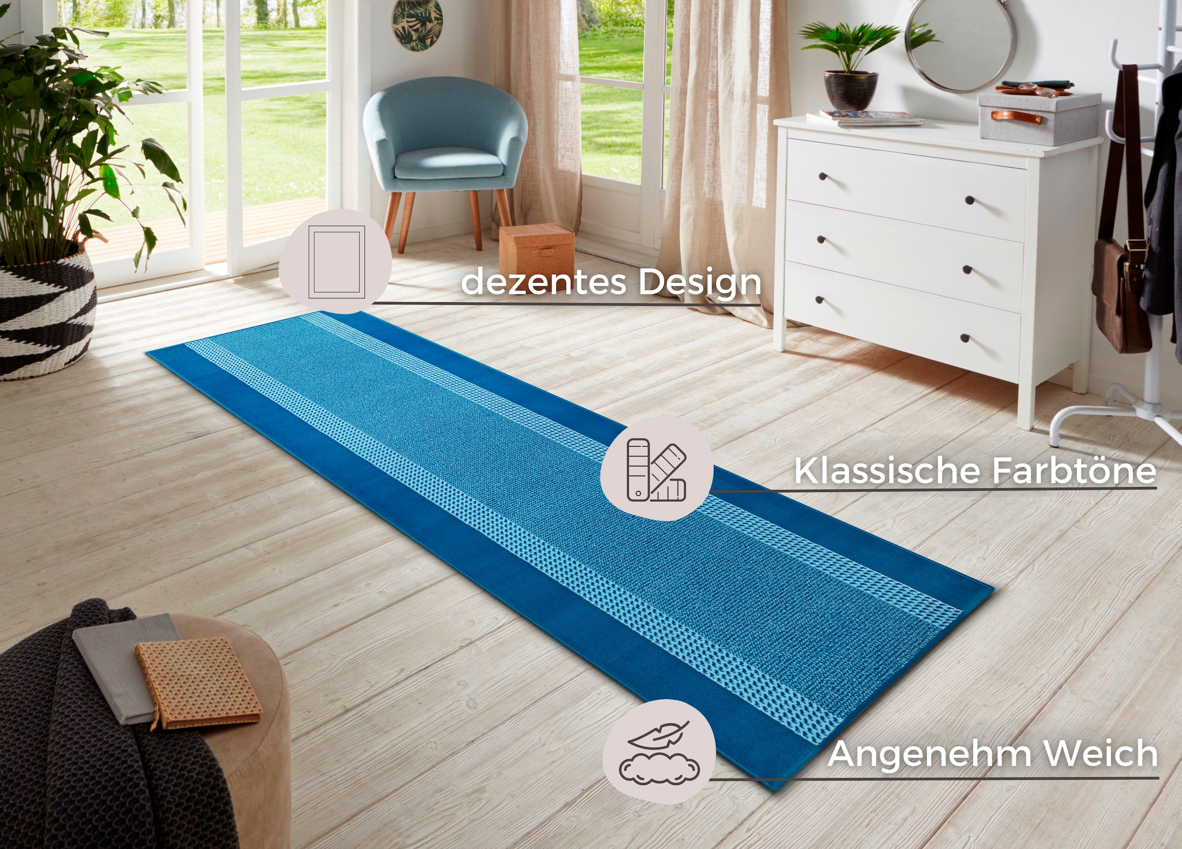 HANSE Home Teppich »Band«, rechteckig, 9 mm Höhe, Kurzflor, weich, Läufer Grössen, Wohnzimmer, Schlafzimmer, Esszimmer